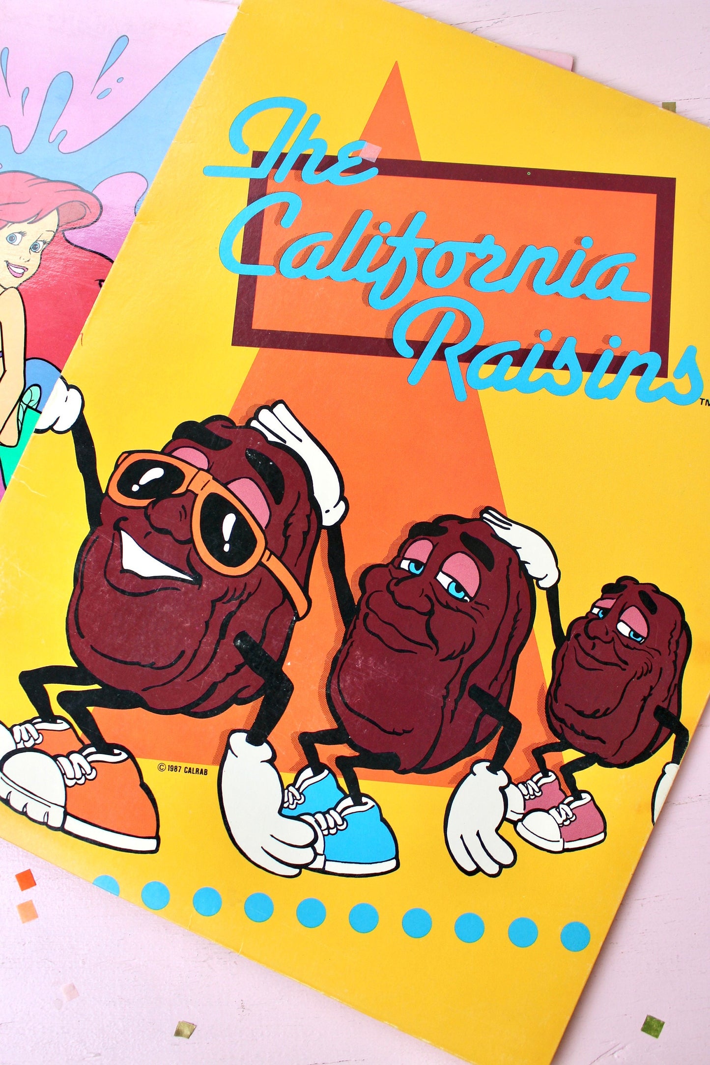 Little Mermaid California Raisins TMNT School Folders, Set of 3, Vintage Paper Binder Folder, Retro Disney Cartoons Kids School Supplies,