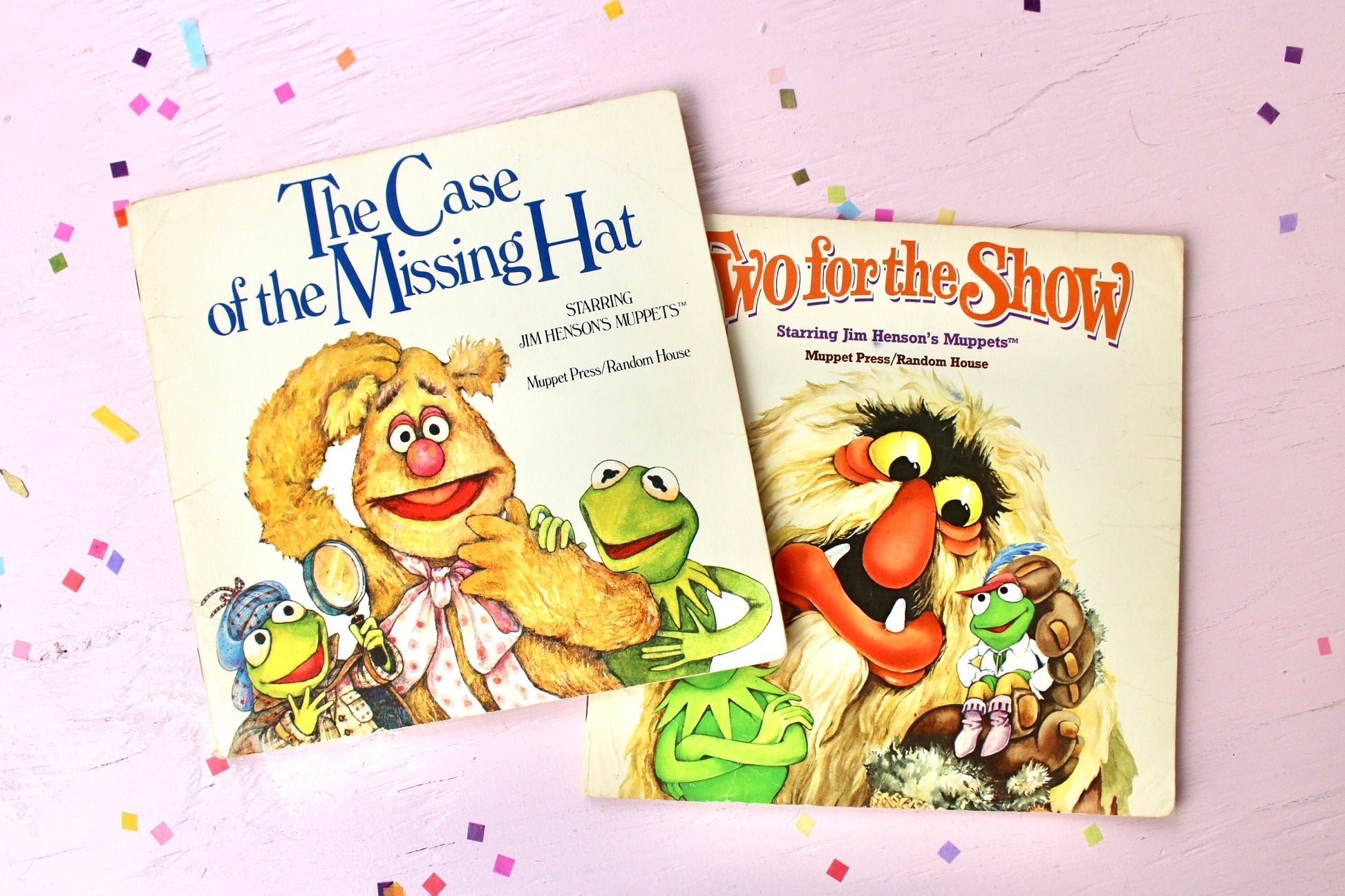 Muppet Books, Two for the Show, Case of Missing Hat, Jim Henson Books, Vintage 1980s Muppet Cartoon Softcover Books, Muppets Birthday Gift