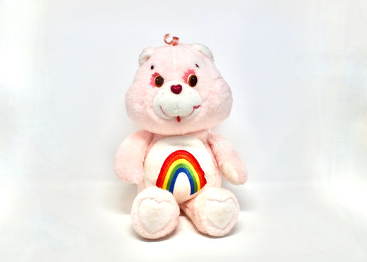 Cheer Care Bear Soft Pink Plush Stuffed Animal with Rainbow Belly Patch Size XL, Pink Girls Unisex Baby Shower Gift, Care Bear Gift Plush