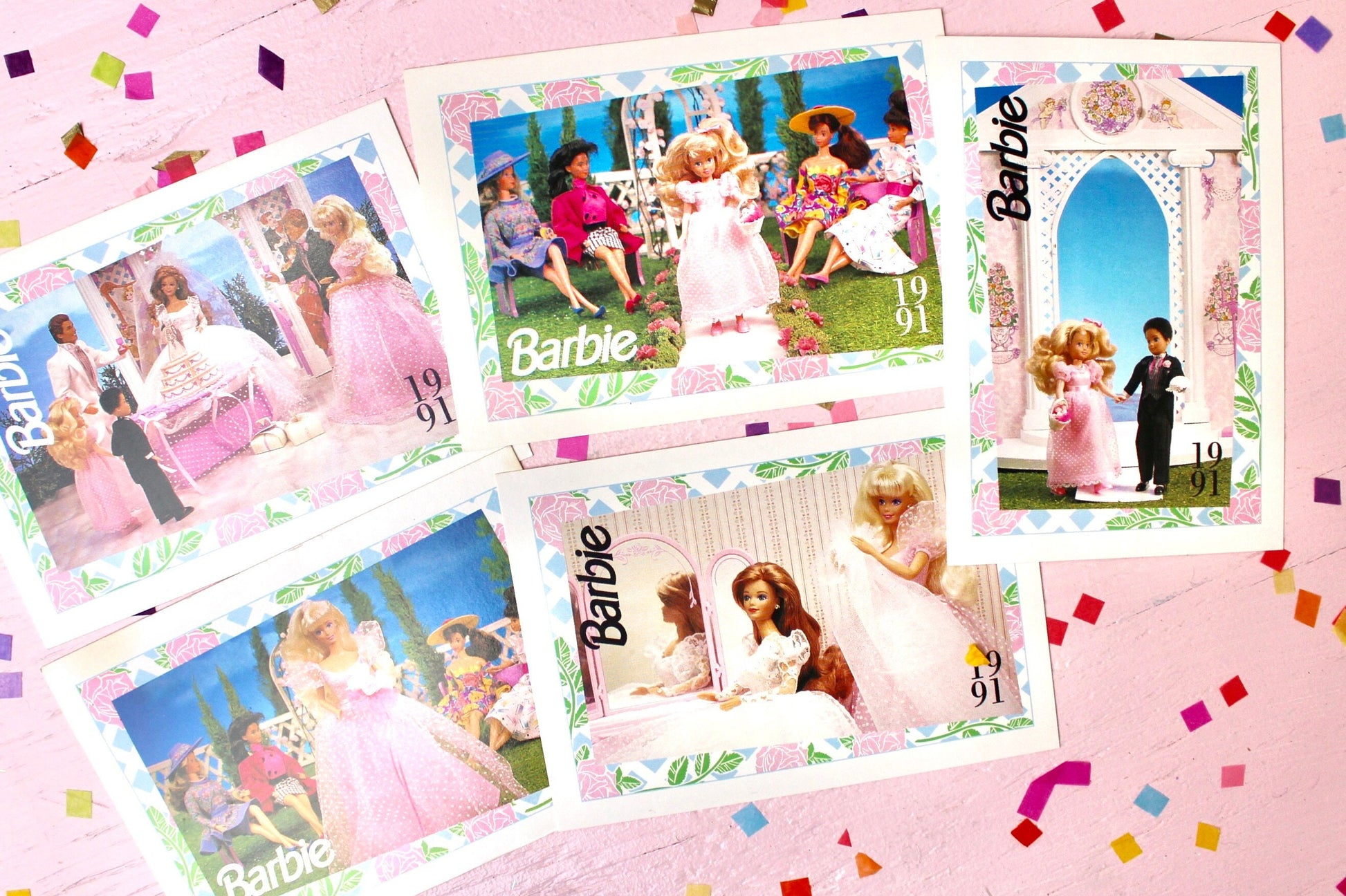 Wedding Day Midge Fashion Trading Card Set of 5, Barbie Craft Paper Ephemera, Retro Collectible Barbie Swap Cards, Wedding Journal Supplies