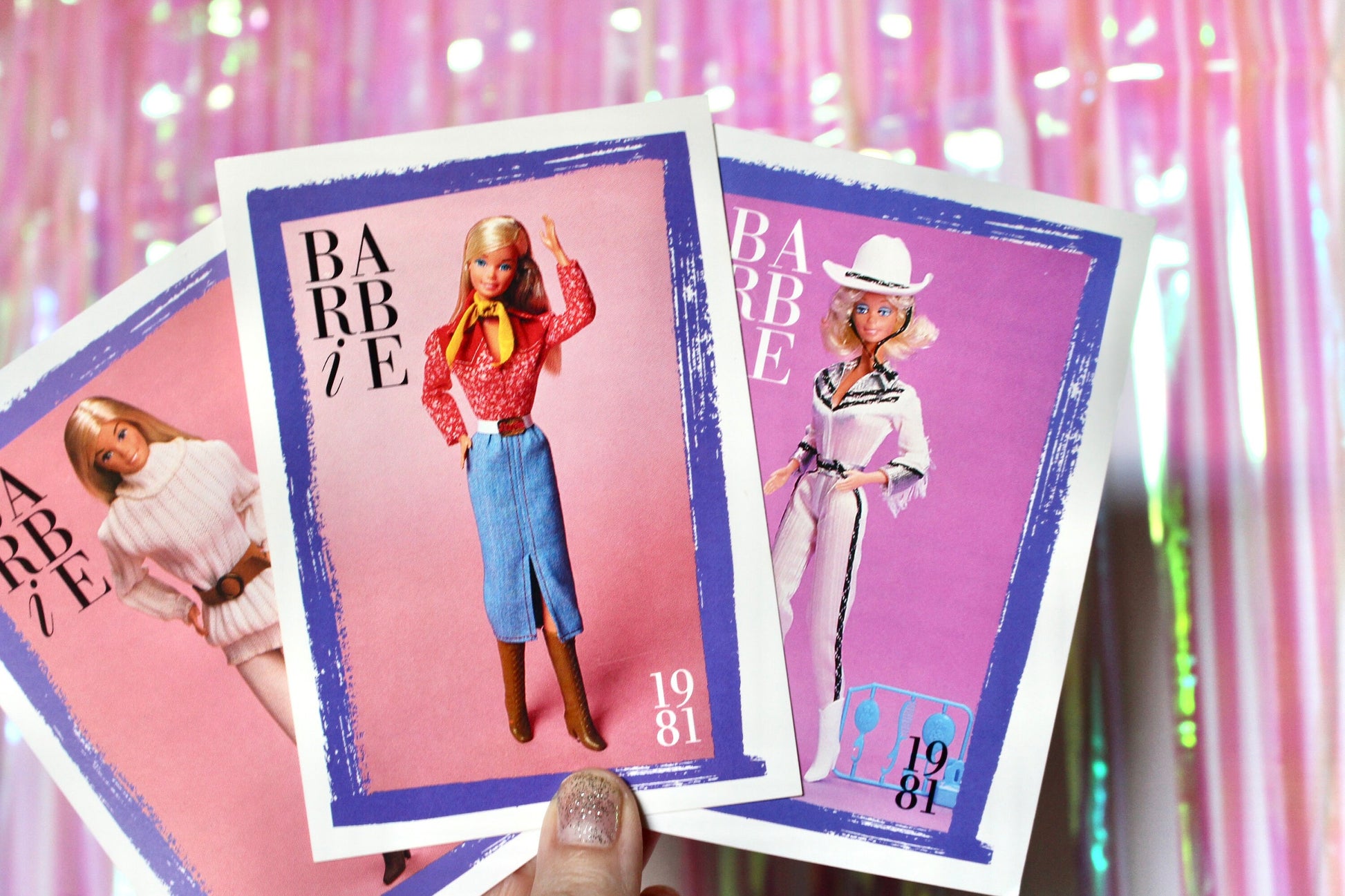 Barbie Western Cowgirl Fashions Trading Card Set of 3, Vintage Superstar Barbie Cards, Barbie Scrapbook Craft Cards, Vintage Paper Ephemera