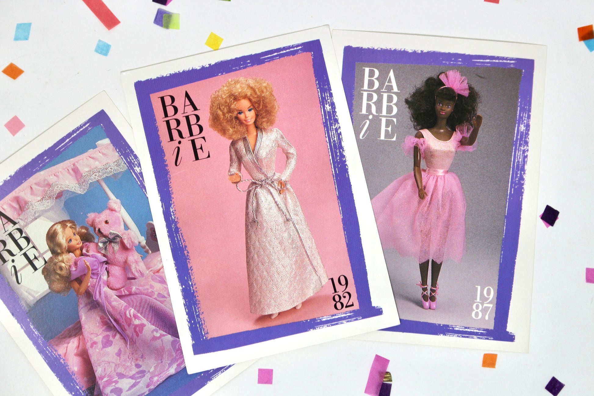 Barbie 80s Fashions Trading Card Set of 3, Vintage Superstar Barbie Cards, Barbie Scrapbook Craft Cards, Vintage Paper Ephemera