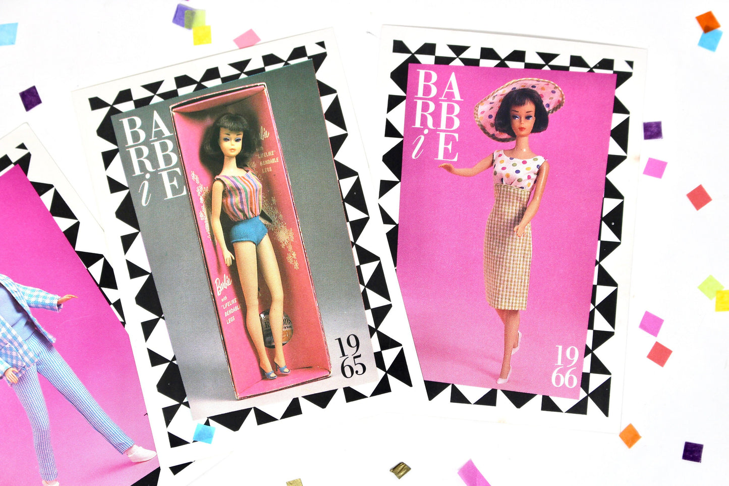 Brunette American Girl Barbie Doll Fashion Trading Card Set of 4, Vintage 1960s Barbie Fashion Cards, Barbie Collector Swap Craft Cards