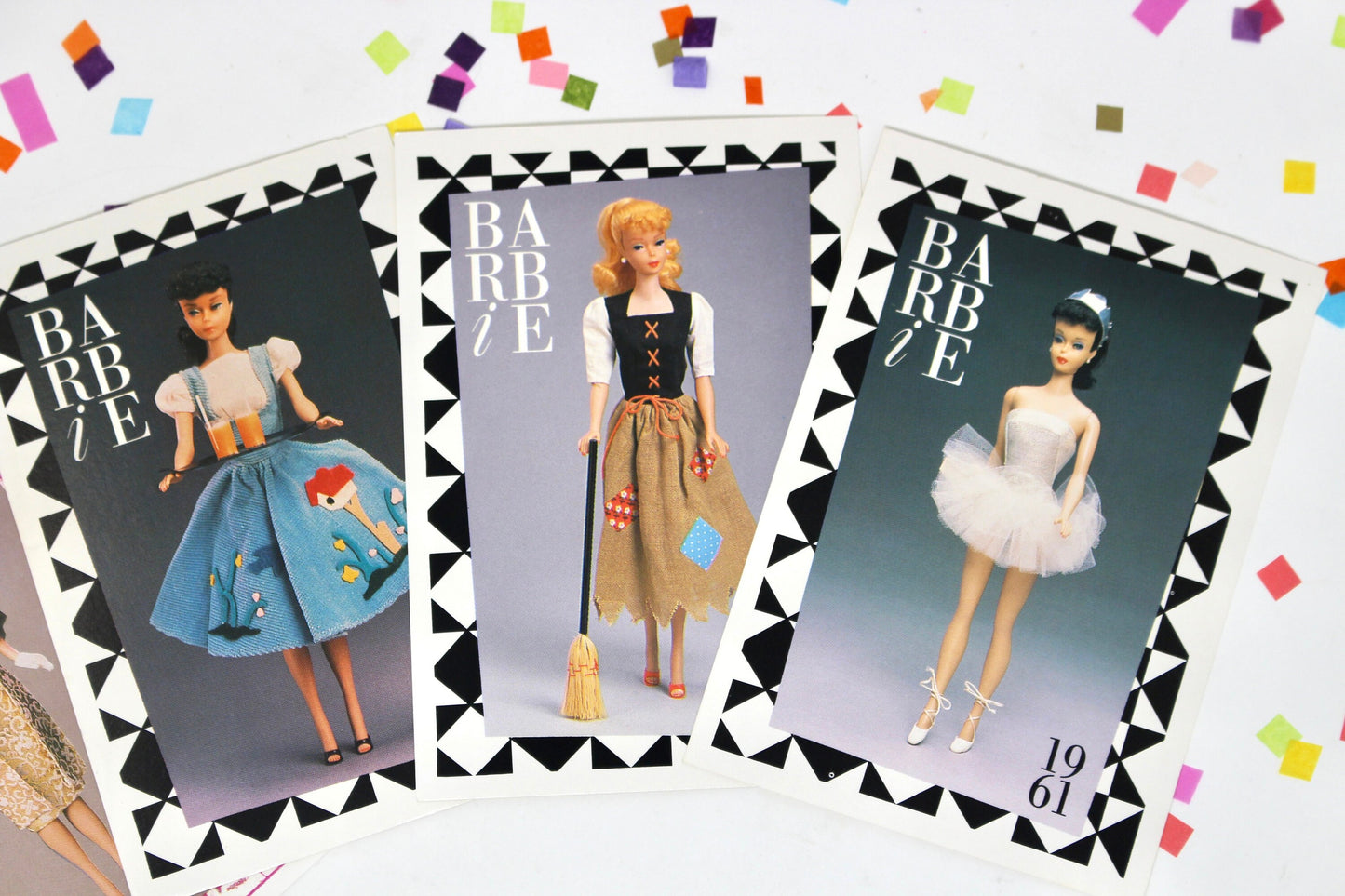 Ponytail Barbie Fashion Trading Card Set of 4, 1950s Vintage Barbie Fashion Cards, Barbie Collector Swap Craft Cards, Barbie Paper Ephemera