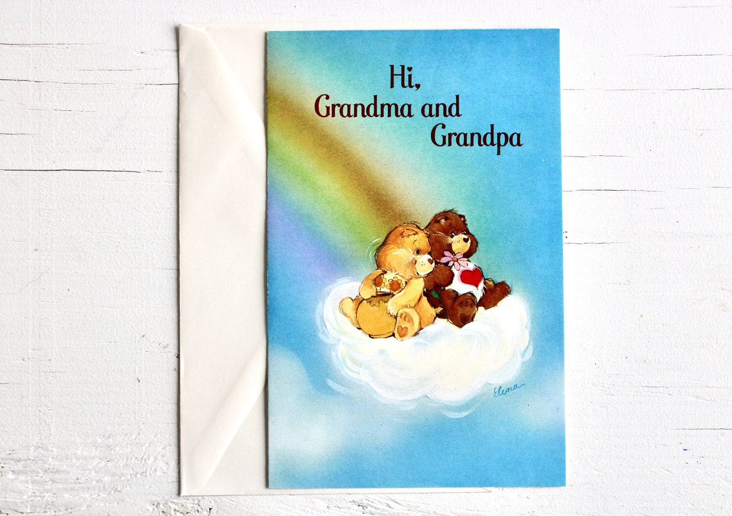 Vintage 80s Care Bear Grandparents Day Rainbow Friendship Greeting Card