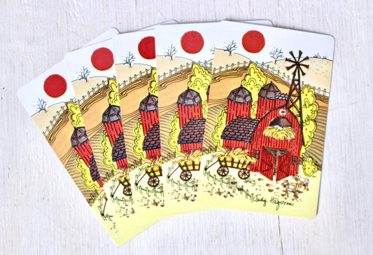 Vintage Fall Farm Harvest Playing Cards Set of 5 for Sustainable Scrapbooking Junk Journal Craft Supplies