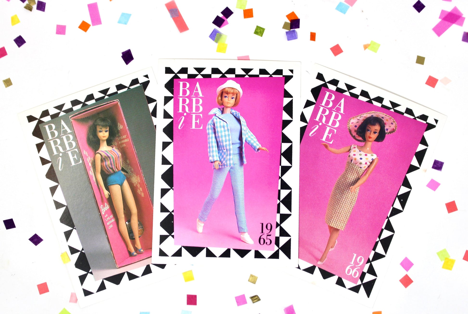 Brunette American Girl Barbie Doll Fashion Trading Card Set of 4, Vintage 1960s Barbie Fashion Cards, Barbie Collector Swap Craft Cards