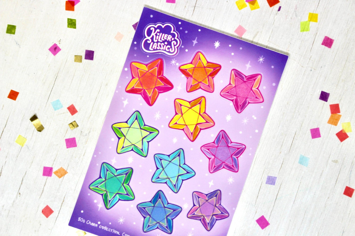 Stars Vinyl Sticker Sheet, Rainbow Gemstone Journal Stickers, Celestial Scrapbook Supplies, Kids Craft Stickers, Planner Bujo Bullet Journal