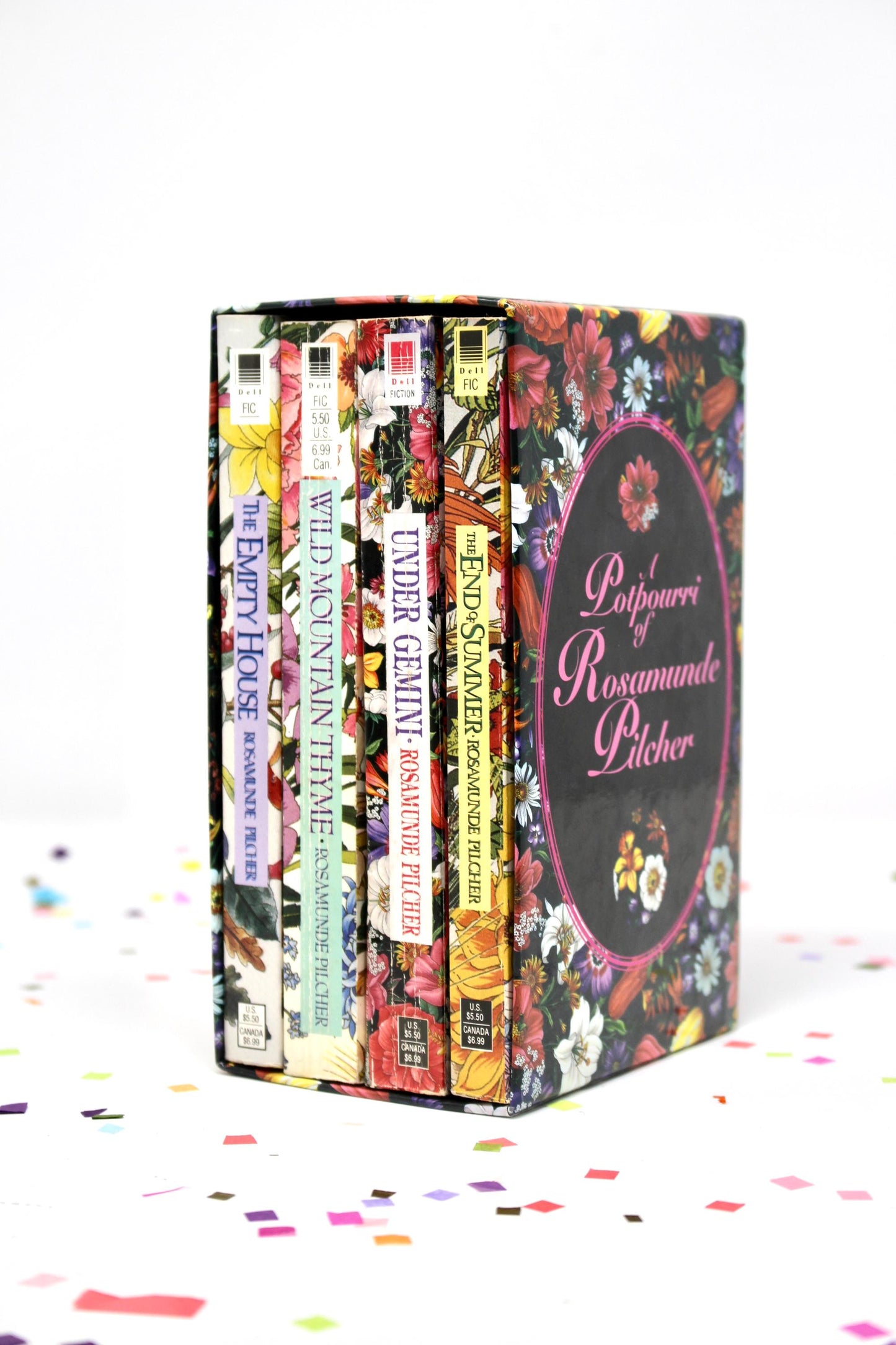 Vintage Rosamunde Piltcher Book Set, A Potpourri of Rosamunde Piltcher, Floral Decorative Book Novel Set, Retro Floral Book Set