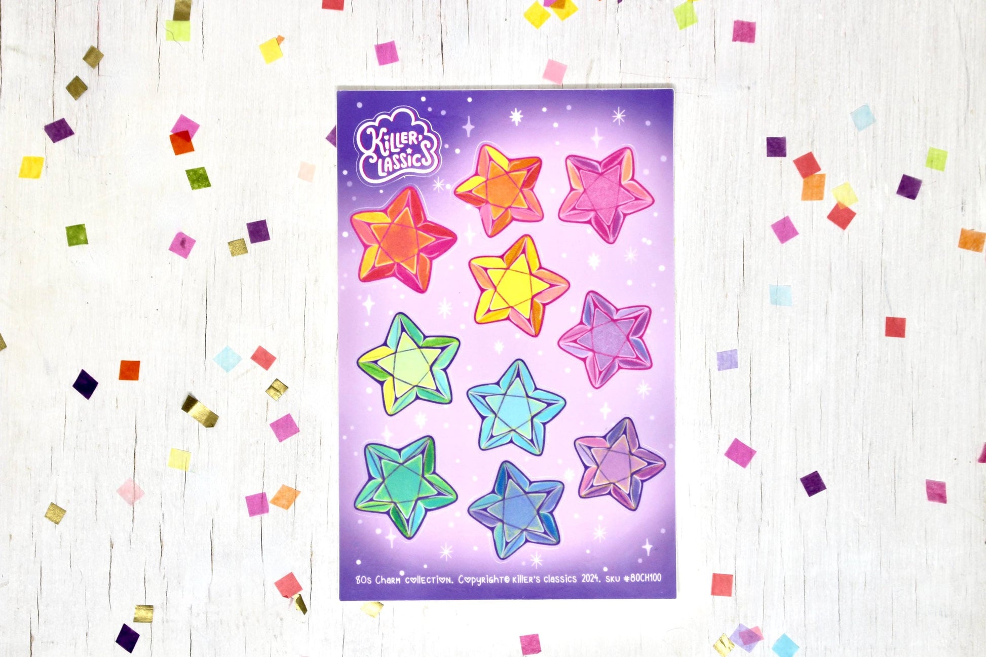 Stars Vinyl Sticker Sheet, Rainbow Gemstone Journal Stickers, Celestial Scrapbook Supplies, Kids Craft Stickers, Planner Bujo Bullet Journal