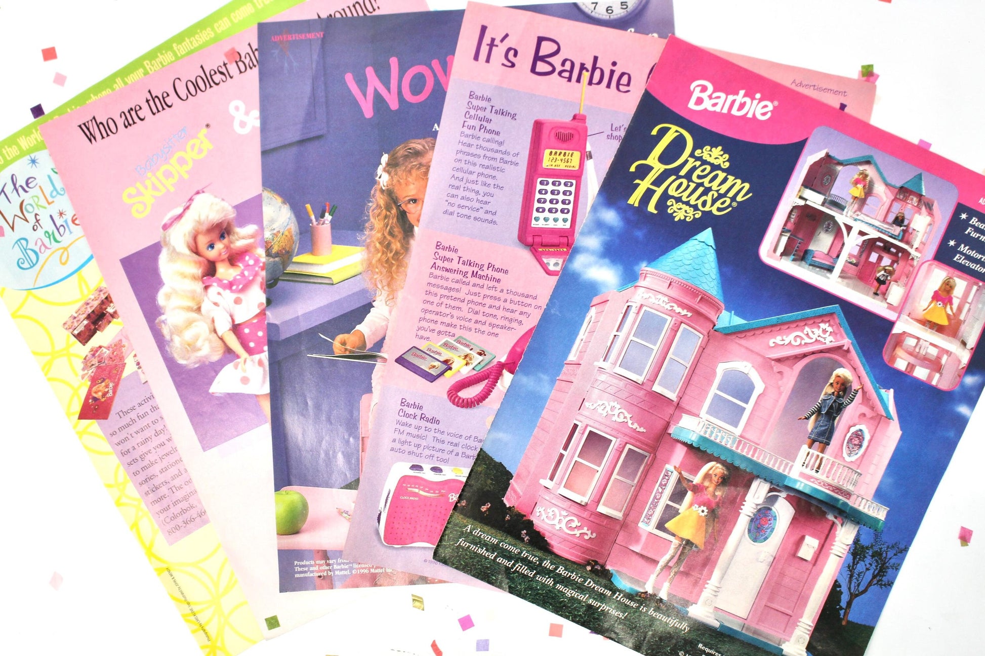 Vintage Girl Toy Stationery Ads, Retro Scrapbook Supplies, Junk Journal Pages, 90s Kids Magazine, Neon Pink Purple Vintage Paper Ephemera