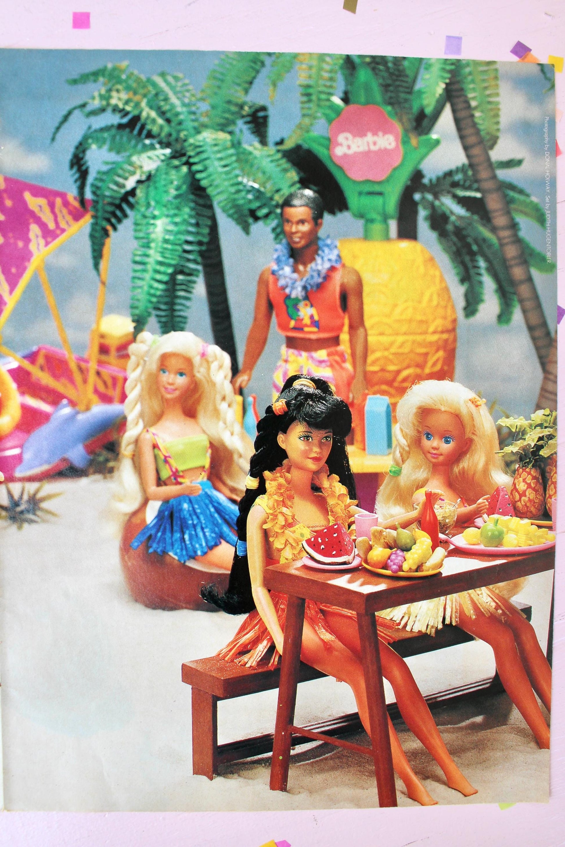 Vintage Hawaiian Barbie Poster, Vintage Barbie Magazine, Retro Barbie Frame Art, Pink Barbie Holiday Gift, Barbie Paper Craft Ephemera