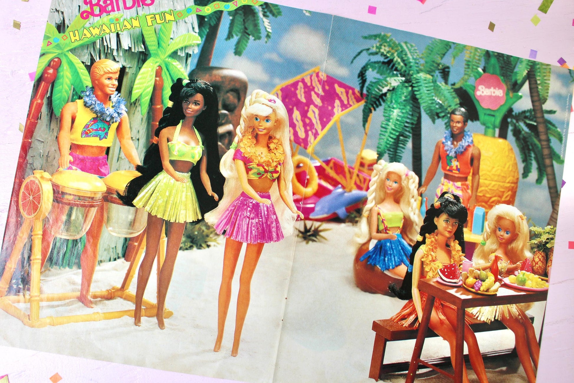 Vintage Hawaiian Barbie Poster, Vintage Barbie Magazine, Retro Barbie Frame Art, Pink Barbie Holiday Gift, Barbie Paper Craft Ephemera