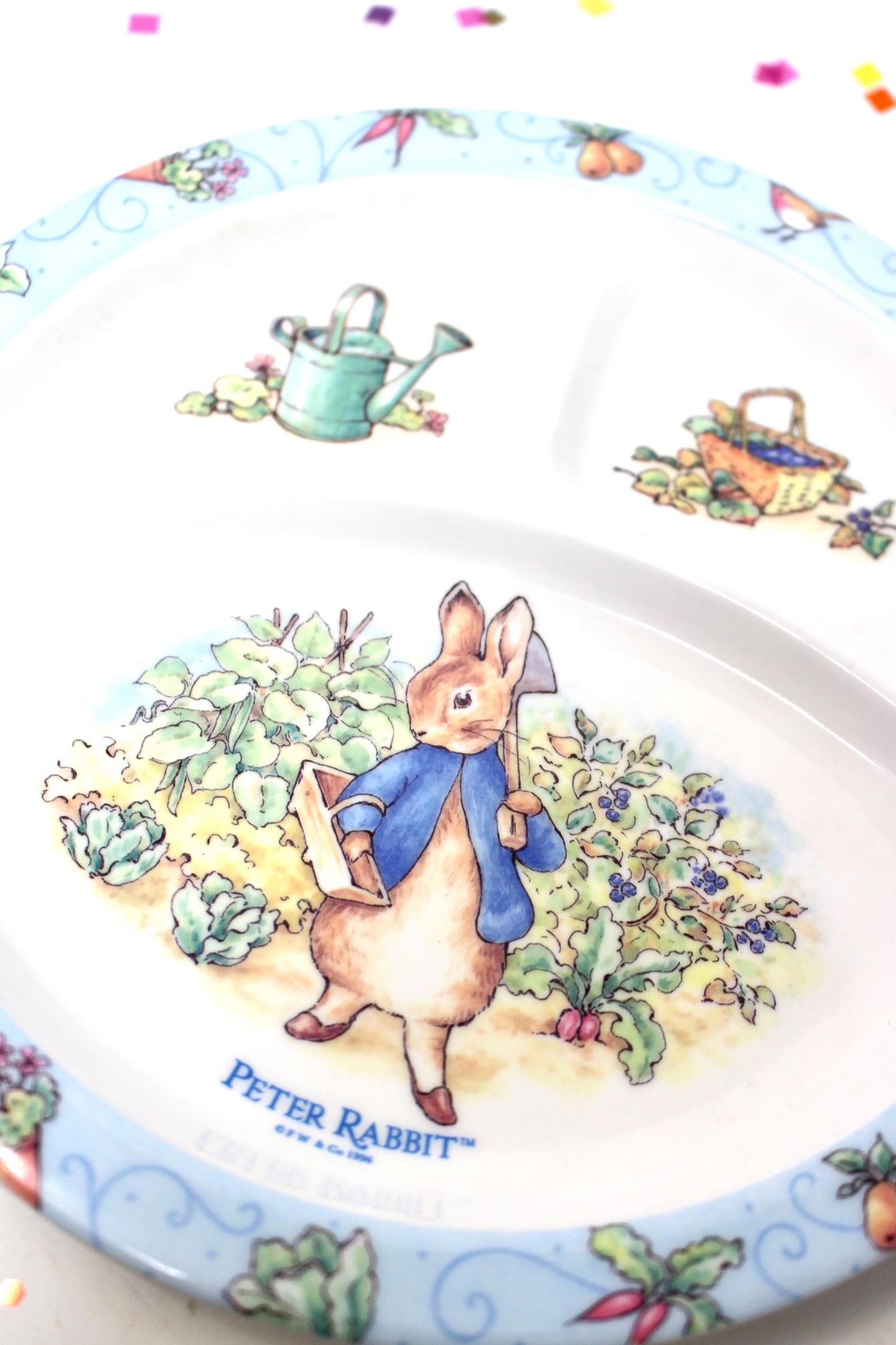 Peter Rabbit Plate Bowl Picture Frame Set, Vintage 1990s Melamine Easter Bunny Baby Kids Dinnerware, Bunny Baby Shower Gift