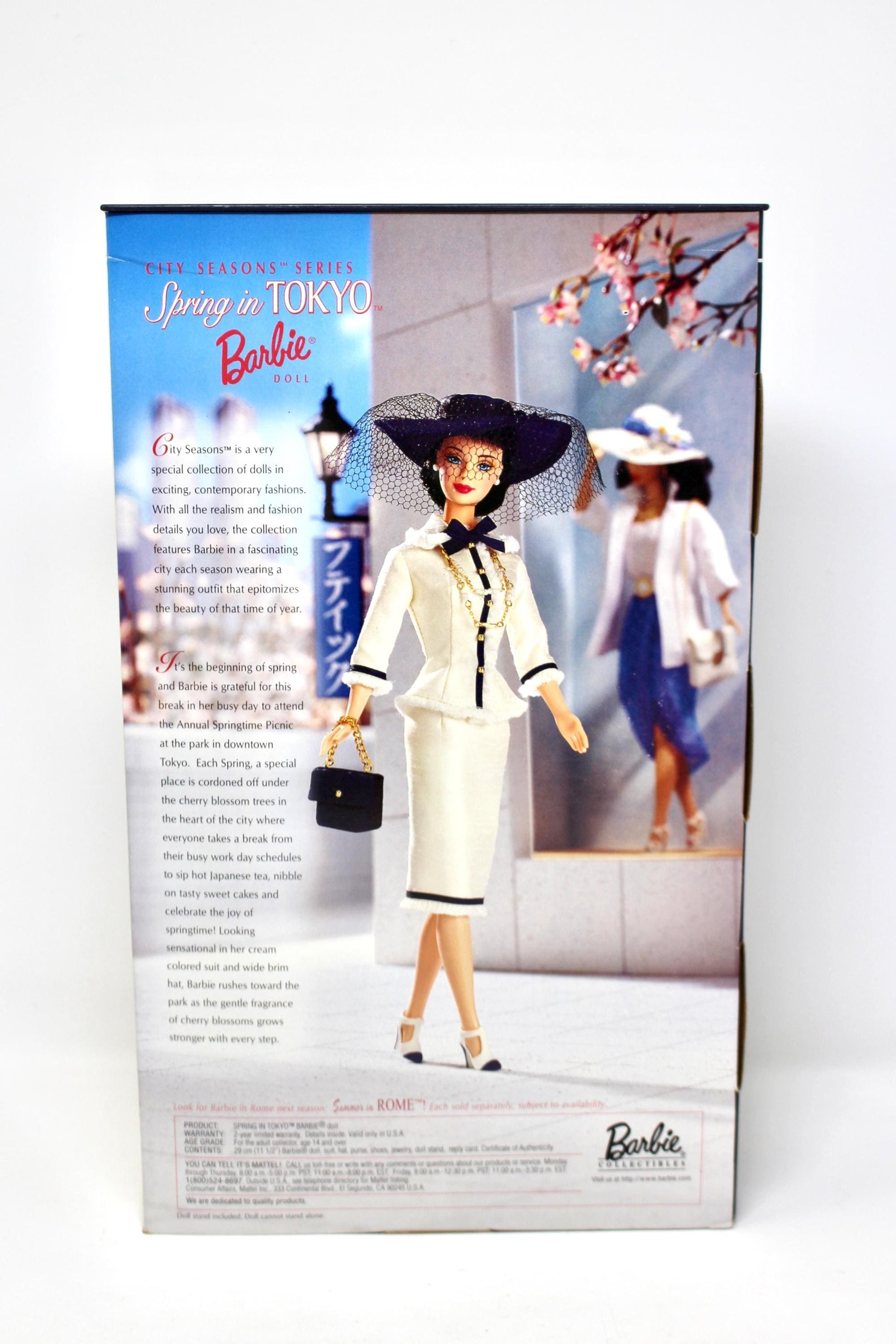 Barbie Spring In Tokyo in Original Box, 1999 City Seasons Collection, Vintage 90s Chic Urban Black and Ivory Fashion, Vintage Barbie Doll