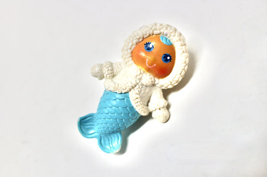 Vintage Sea Wees IcyGals Frosty Mermaid Baby Flo, 1980s See Wees Winter Blue Mermaid, Retro 80s Kids Toy Christmas Gift