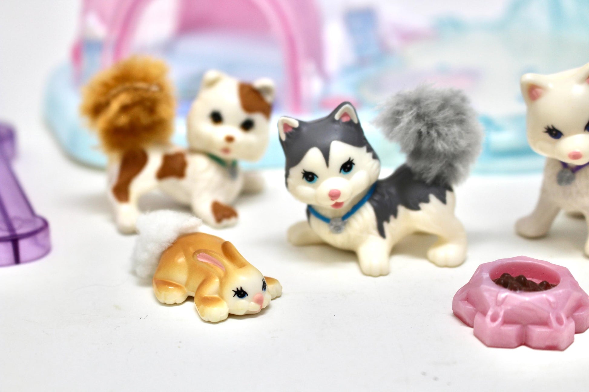 Vintage Littlest Pet Shop Twinkling Sledding Party, 1990s Mini Mechanical Eskimo Husky Puppy Toy, LPS Mini Dog Sledding Winter Kids Figures