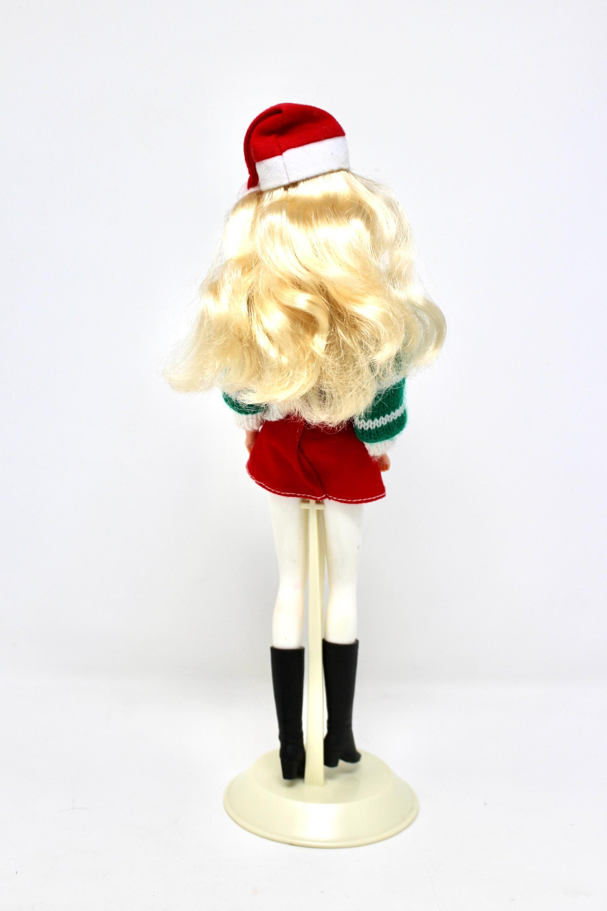 Vintage Holiday Season Barbie Doll, 1990s Holiday Barbie with Black Christmas Tree Sweater and Mini Skirt, Retro Barbie Kids Christmas Gift