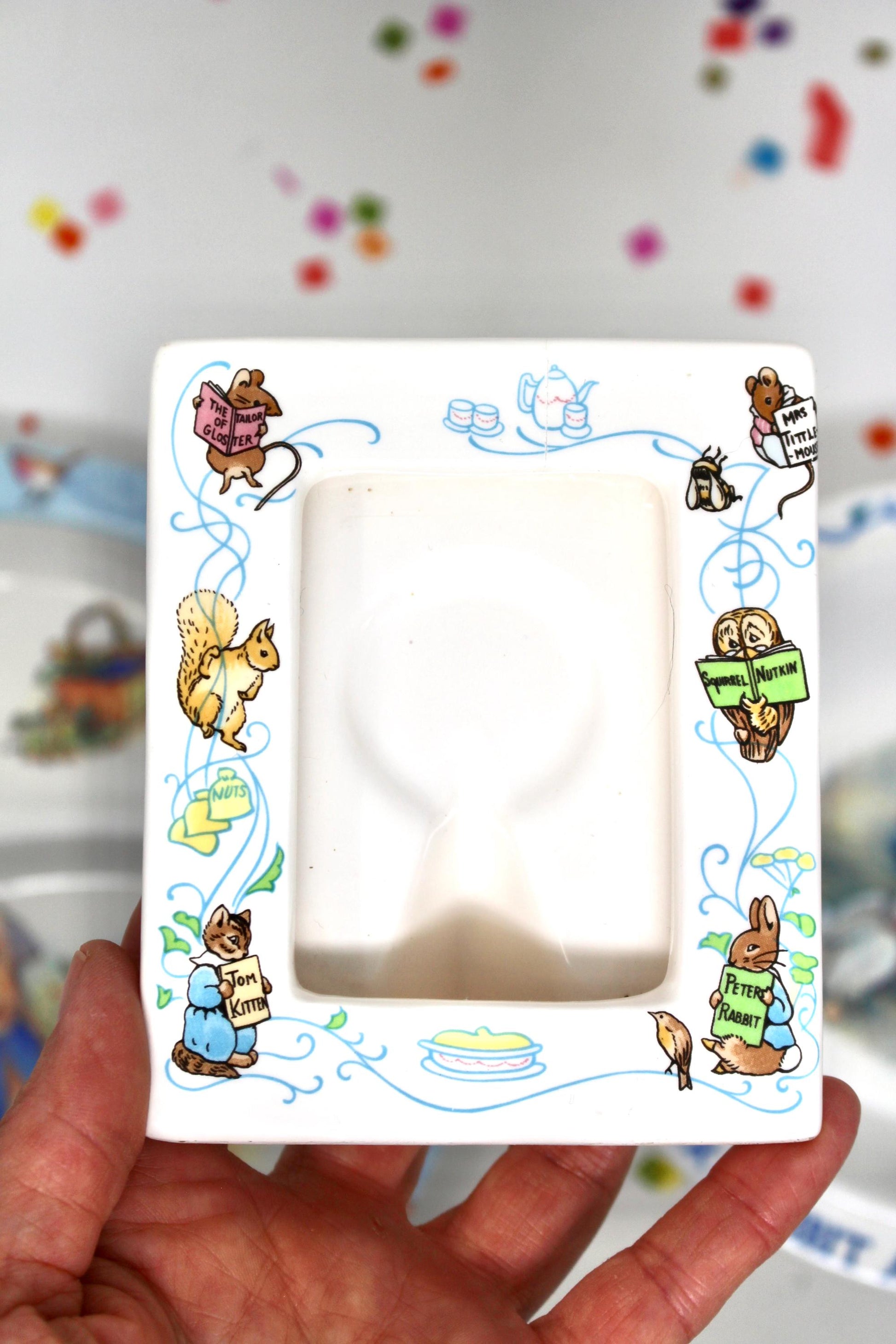 Peter Rabbit Plate Bowl Picture Frame Set, Vintage 1990s Melamine Easter Bunny Baby Kids Dinnerware, Bunny Baby Shower Gift