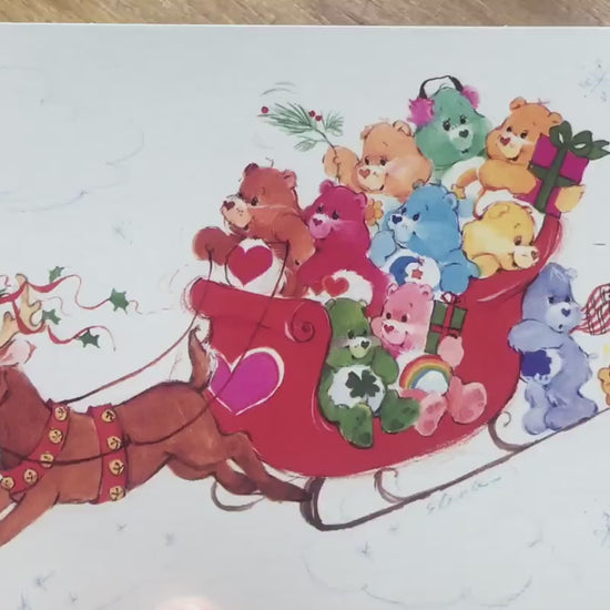 Care Bears Christmas Happy Holidays Rainbow Greeting Postcard