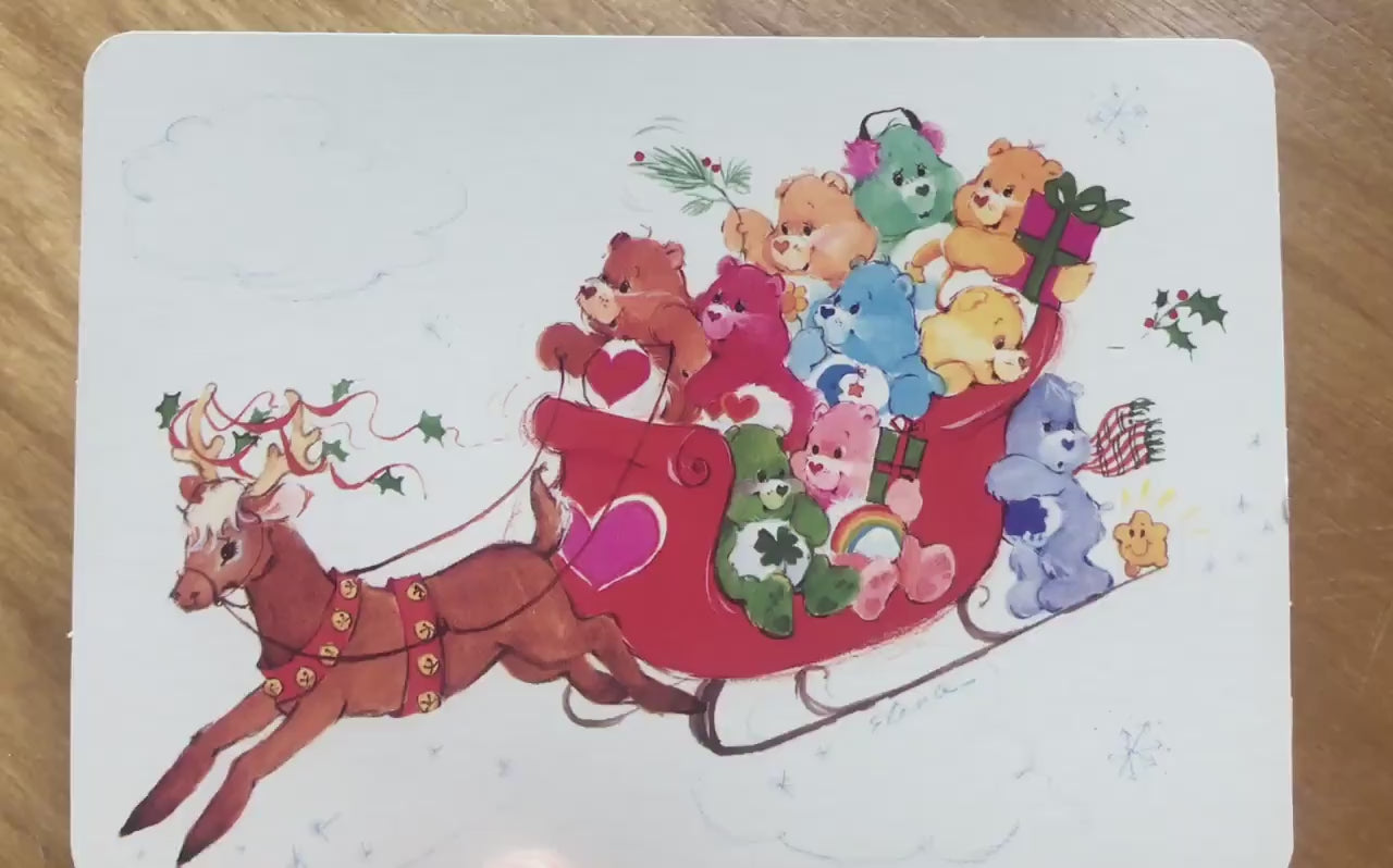 Care Bears Christmas Happy Holidays Rainbow Greeting Postcard