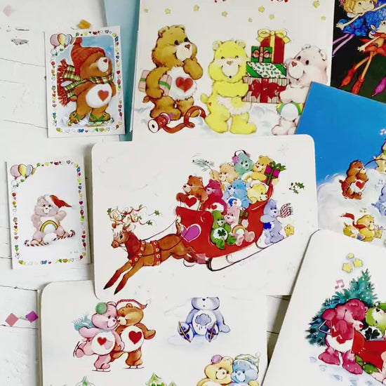 Vintage Care Bear Christmas Rainbow Greeting Card with Envelope