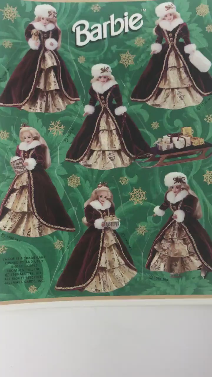 90s Holiday Barbie Stickers, Vintage Barbie Stationary, Scrapbook Craft Junk Journal Supplies