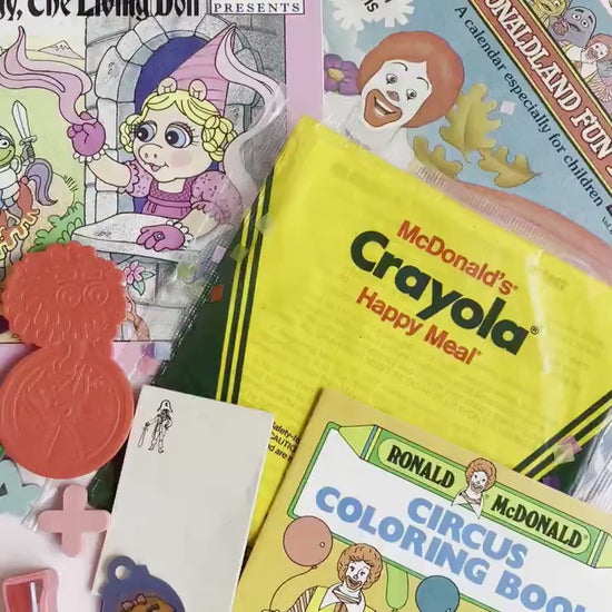 McDonalds Back to School Fun Pack, Vintage 80s Nostalgia Crayola Happy Meal Toy and Box Set, Lunchbox Pencil Eraser Ruler Magazine Books