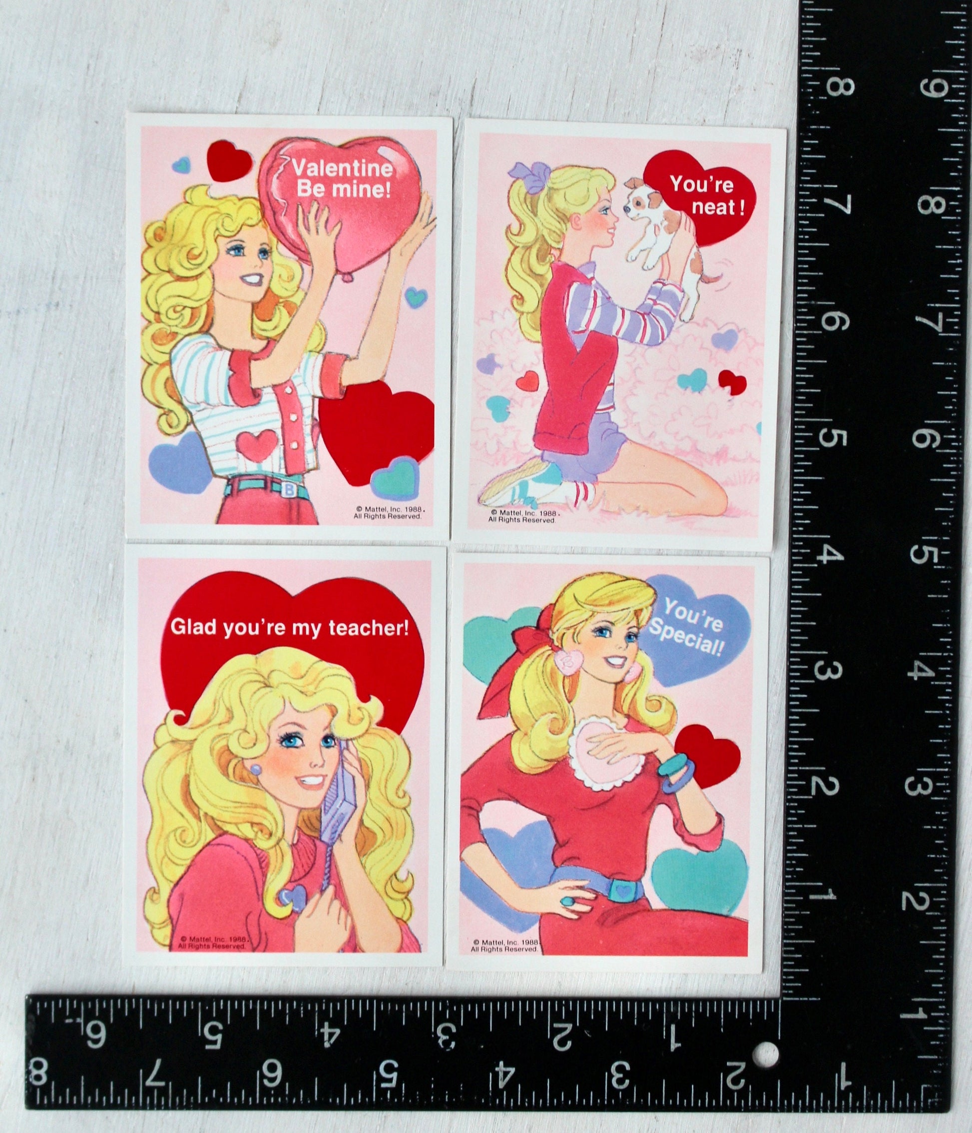 Vintage 80s Barbie Valentine Cards with Envelopes- Choose Your Set of 4- Barbie Paper Craft Ephemera for Junk Journals