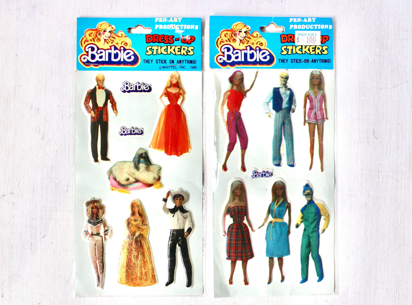 Vtg 80s Superstar Era Barbie Dress Up 3-D Puffy Stickers by Mattel Toys