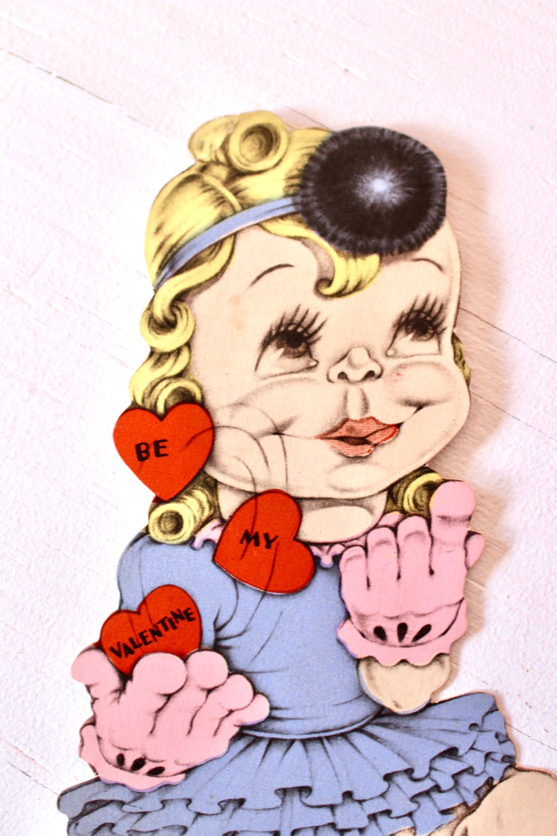 Antique Juggling Lady Die Cut Paper Valentine, 1920s Valentines Day Card for Decor and Crafts