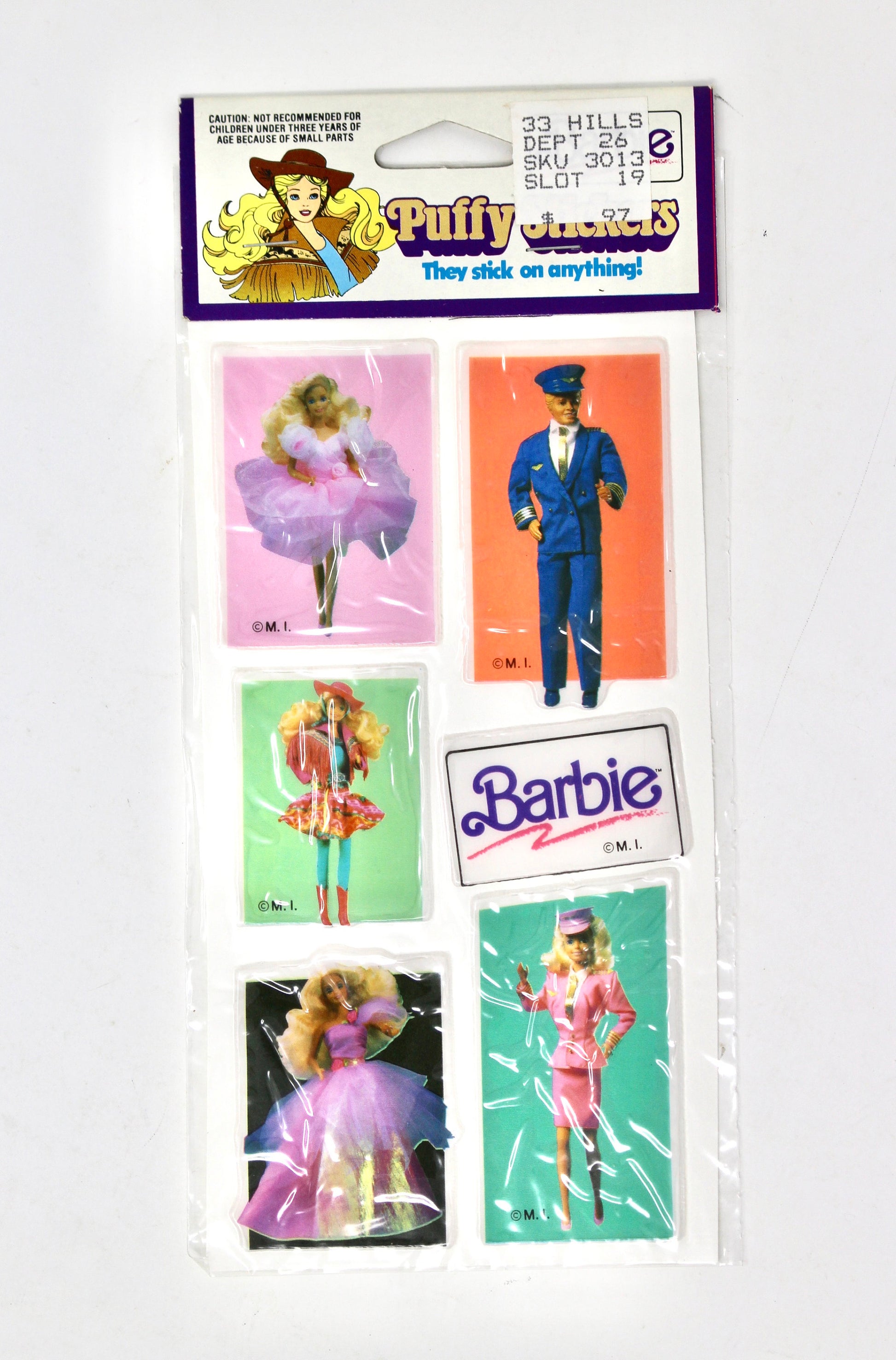 Vtg 80s Superstar Era Barbie Dress Up 3-D Puffy Stickers by Mattel Toys