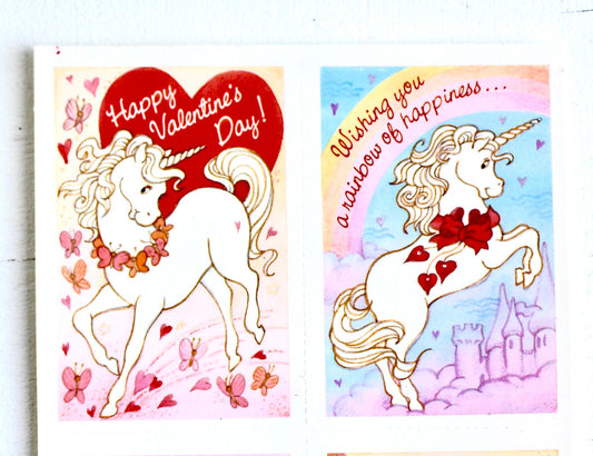 Vintage Magic of Unicorns Valentine Cards with Envelopes Set of 2, 80s The Magic of Unicorns Paper Cards Lot