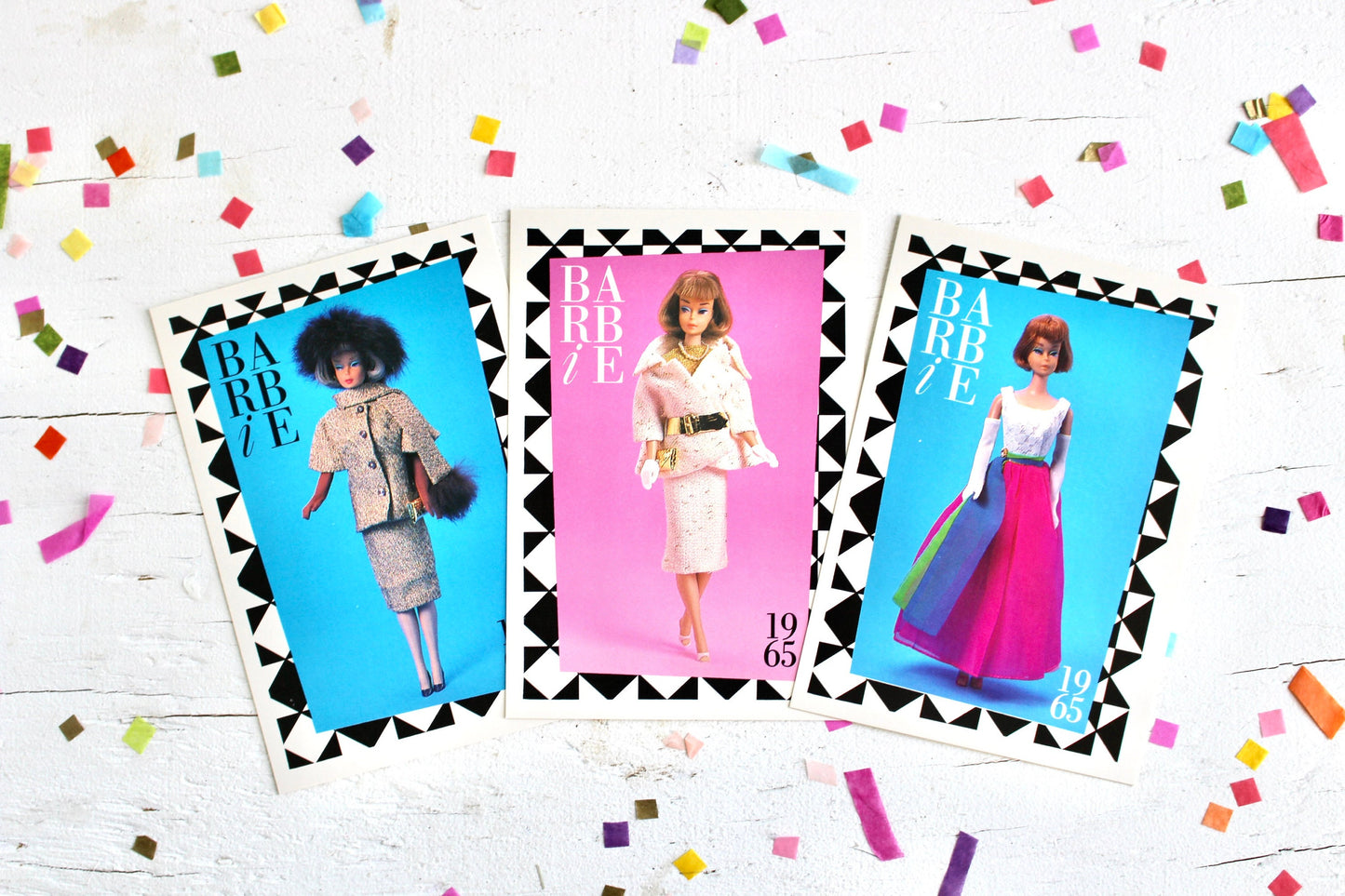 American Girl Barbie Doll Fashion Trading Card Set of 3, Vintage 60s Barbie Doll Outfit Fashion Cards