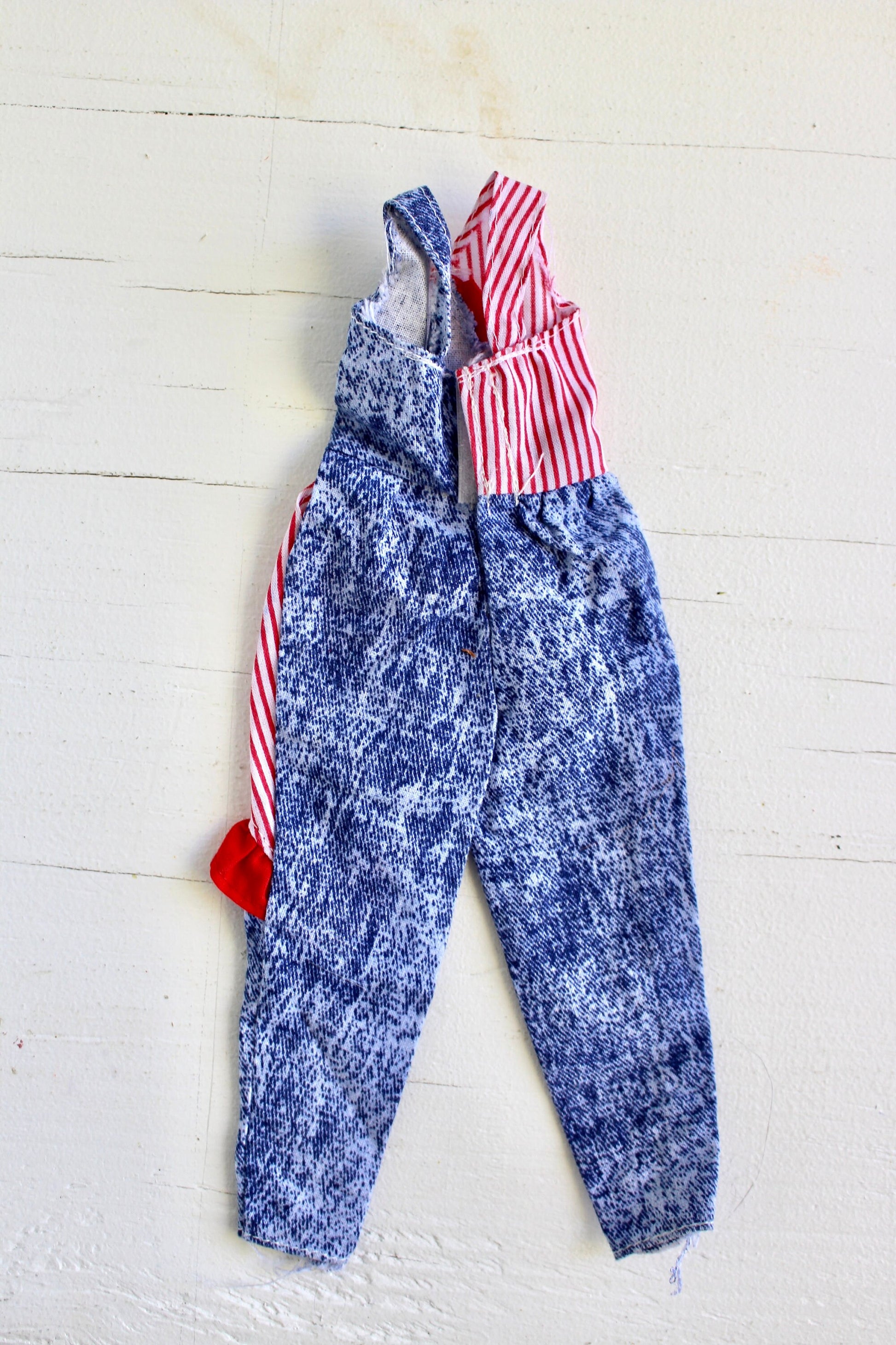 90s Barbie Doll Clothes, Vintage Red White Blue Jeans Barbie and Skipper Dress and Jumpsuit Fashions