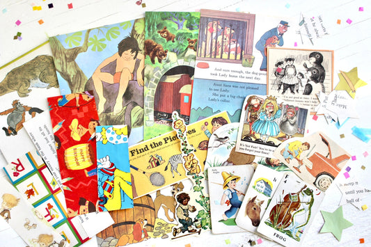 Boys Animals Train Disney Kids Paper and Ephemera Pack, Vintage 80s Retro Crafting Scrapbooking Junk Journal Kit Supplies