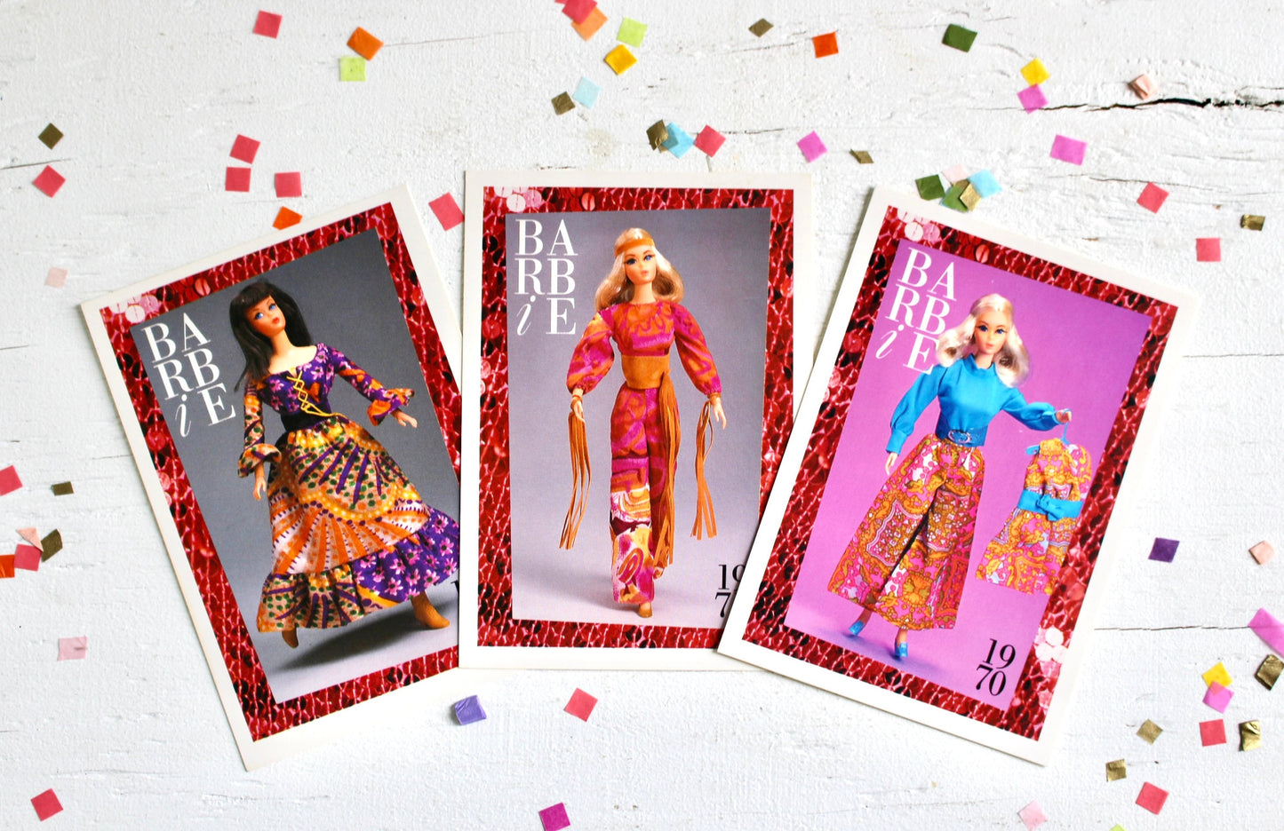 70s Boho Hippie Barbie Fashion Trading Card Set, Vintage Barbie Fashion Cards