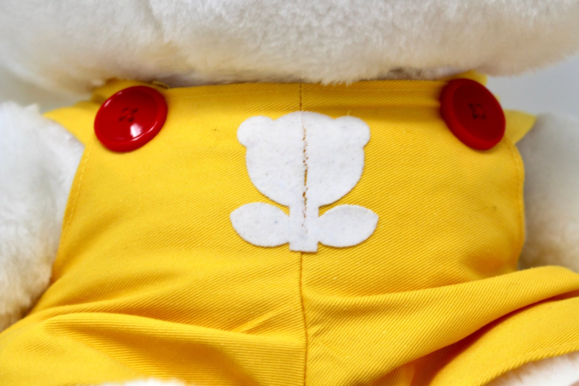 Hello Kitty Plush with Yellow Overalls and Red Bow, Vintage Hello Kitty Stuffed Animal Toy