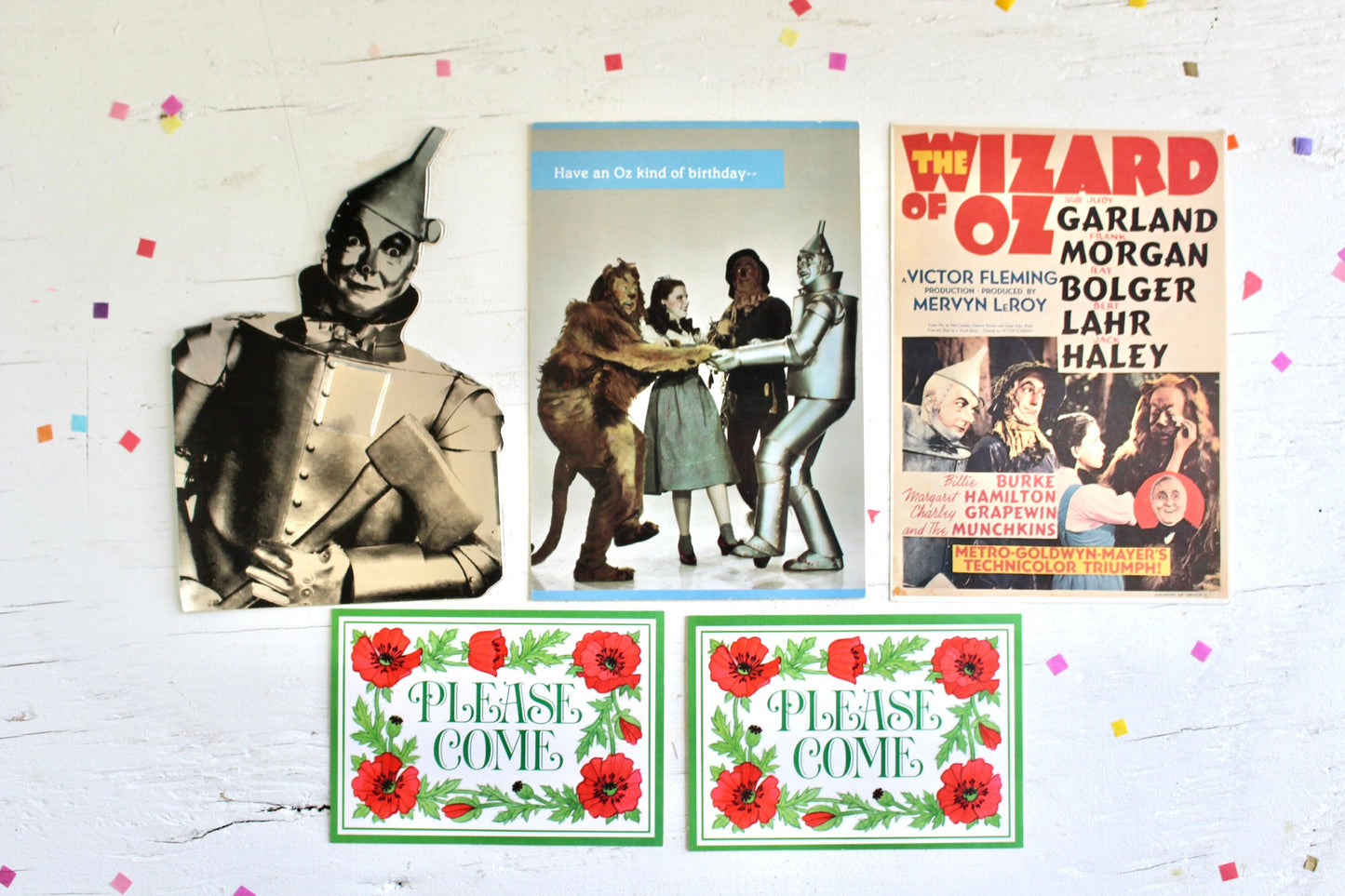 Wizard of Oz Greeting Card and Postcard Set, Vintage Wizard of Oz Paper and Ephemera Lot, Wizard of Oz Collectibles