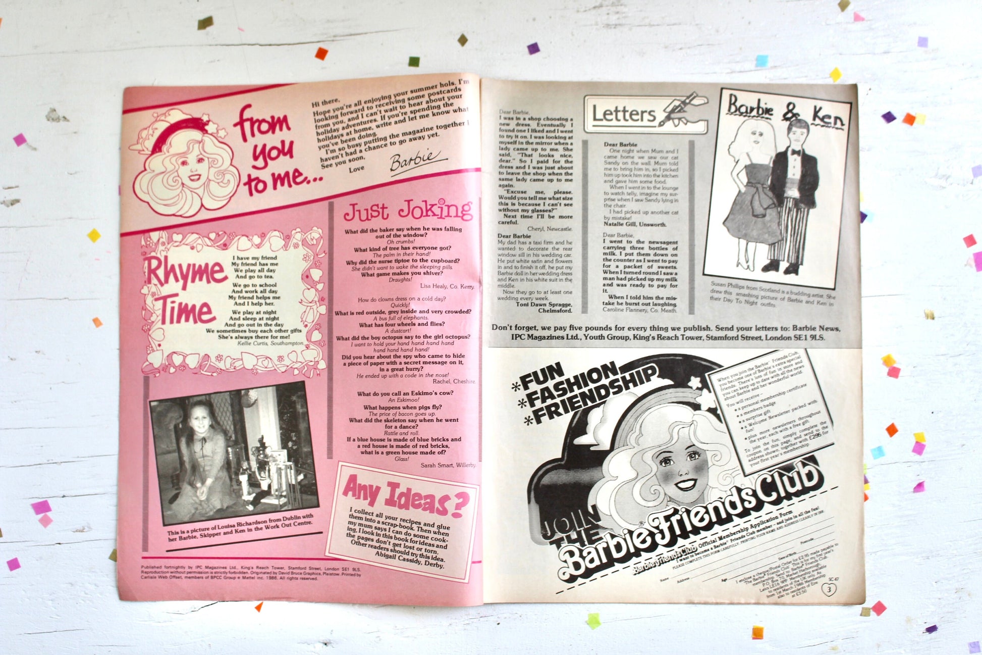 UK Barbie Magazine for Kids Issue 18, Vintage 80s Barbie Friends Club Comic Book, Barbie Fan Club Book