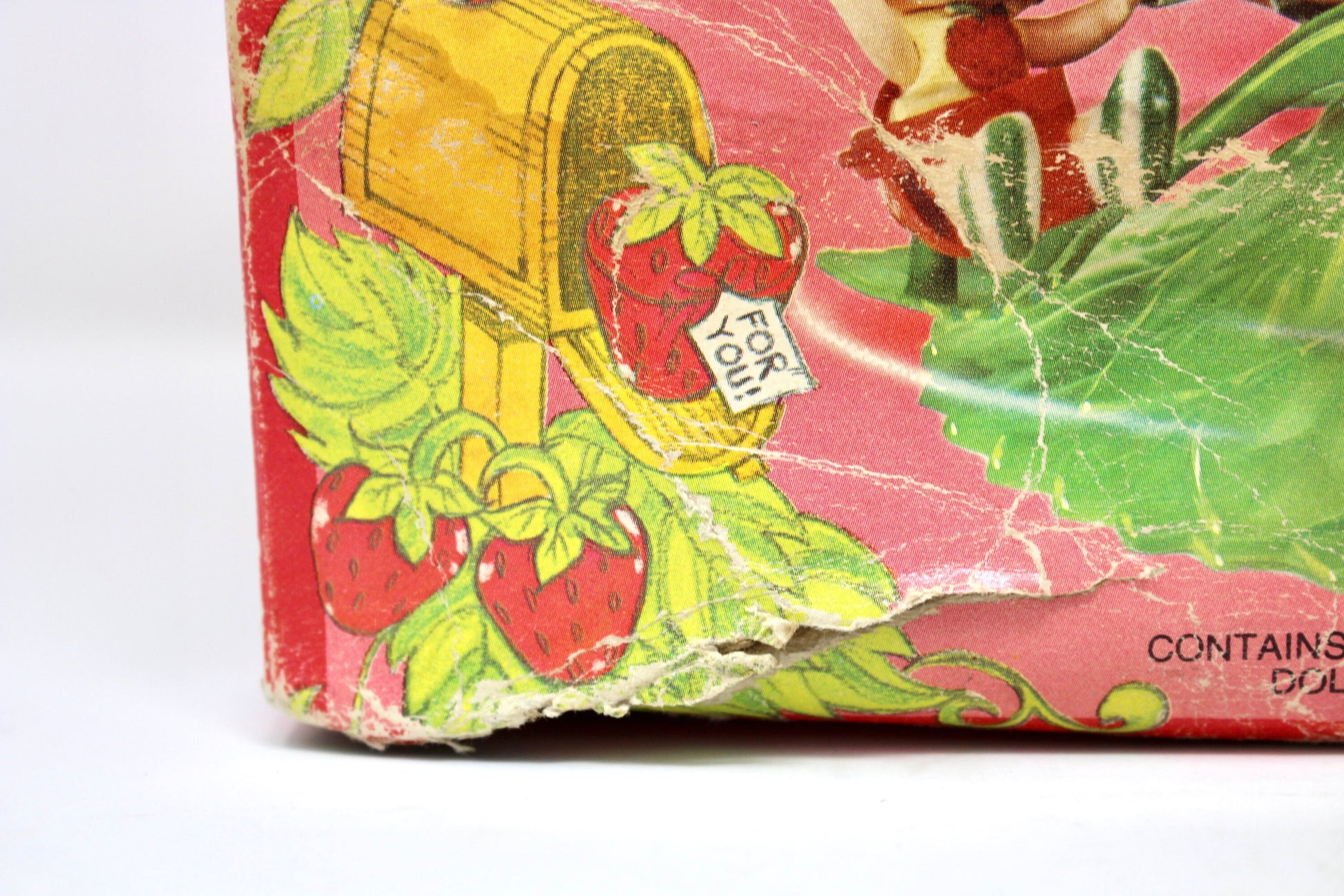 Strawberry Shortcake Carousel with Box, Vintage 80s SSC Red Yellow Flower Twirling Play Set