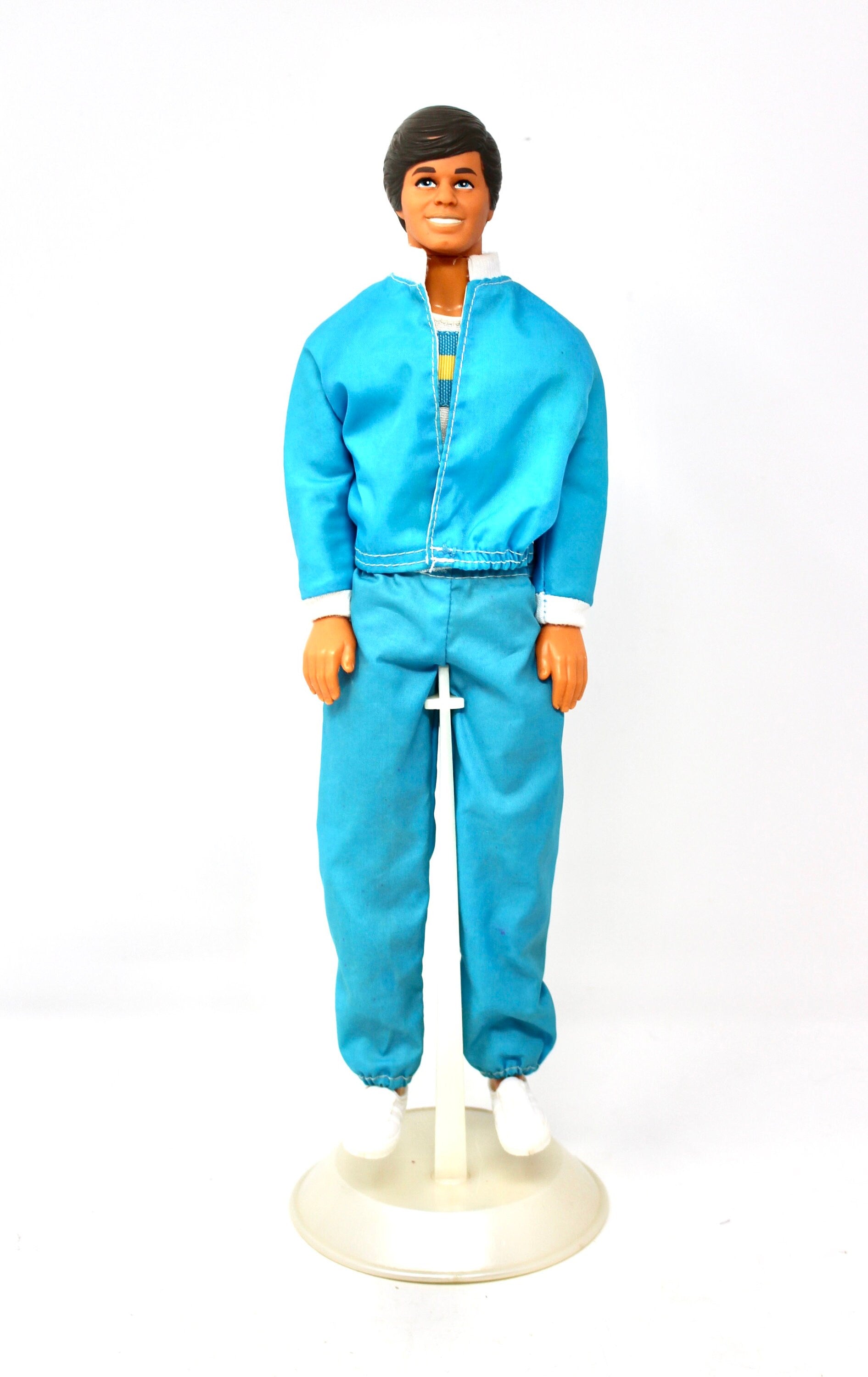 Great Shapes Ken Doll in Twice as Nice Fashion #4888, Vintage 80s Blue White Workout Ken Fashion Doll