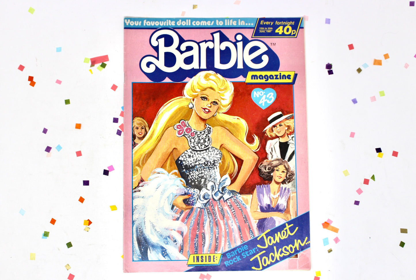 UK Jewel Secrets Barbie Magazine for Kids Issue 43 from 1987 , Rare Vintage 80s Barbie Friends Club Comic Book