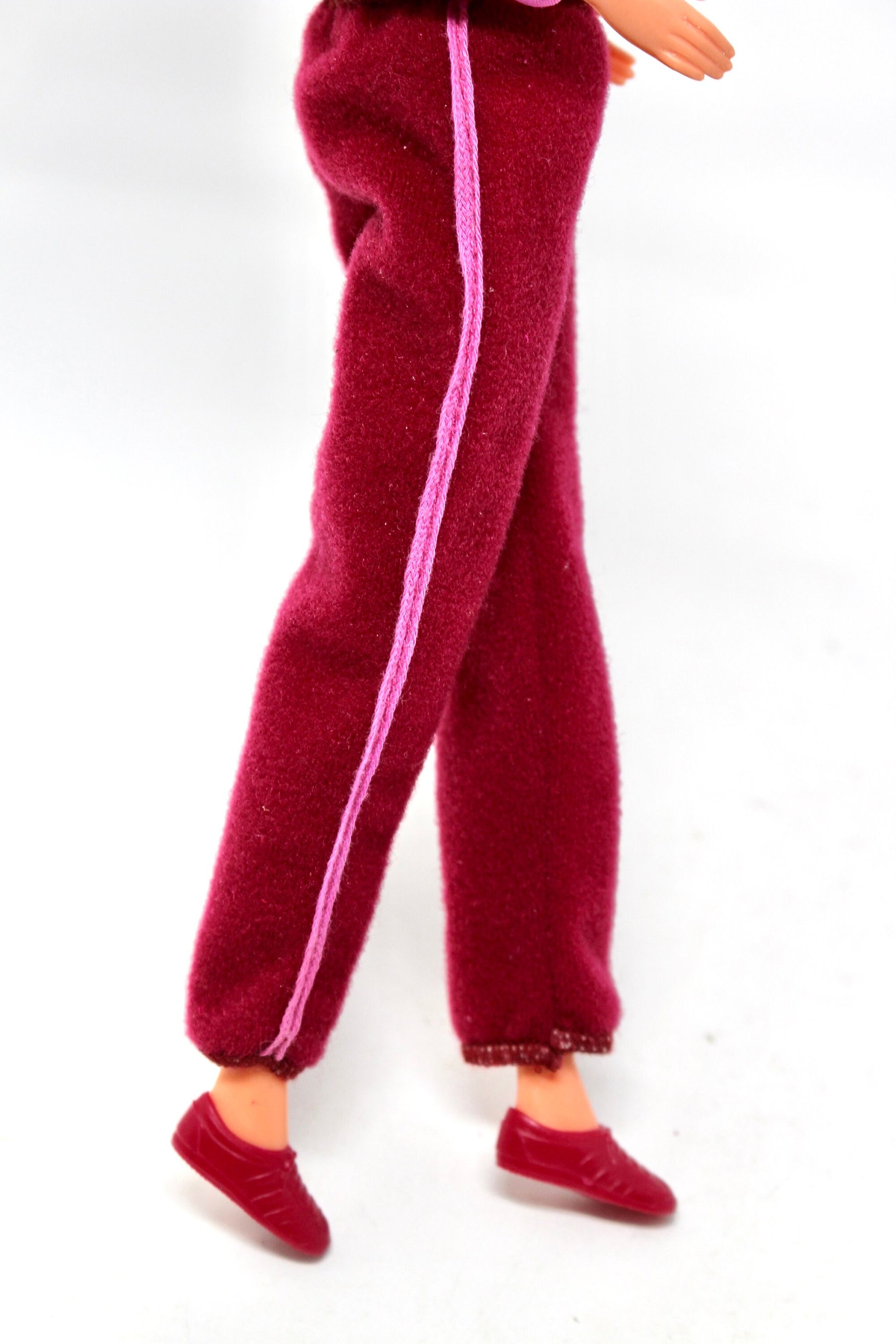 RARE Barbie Fashion Favorites #3790 Outfit Only, Maroon Pink Sweatsuit Track Suit for Superstar Era Barbie Dolls, 1980s Active Wear Clothes