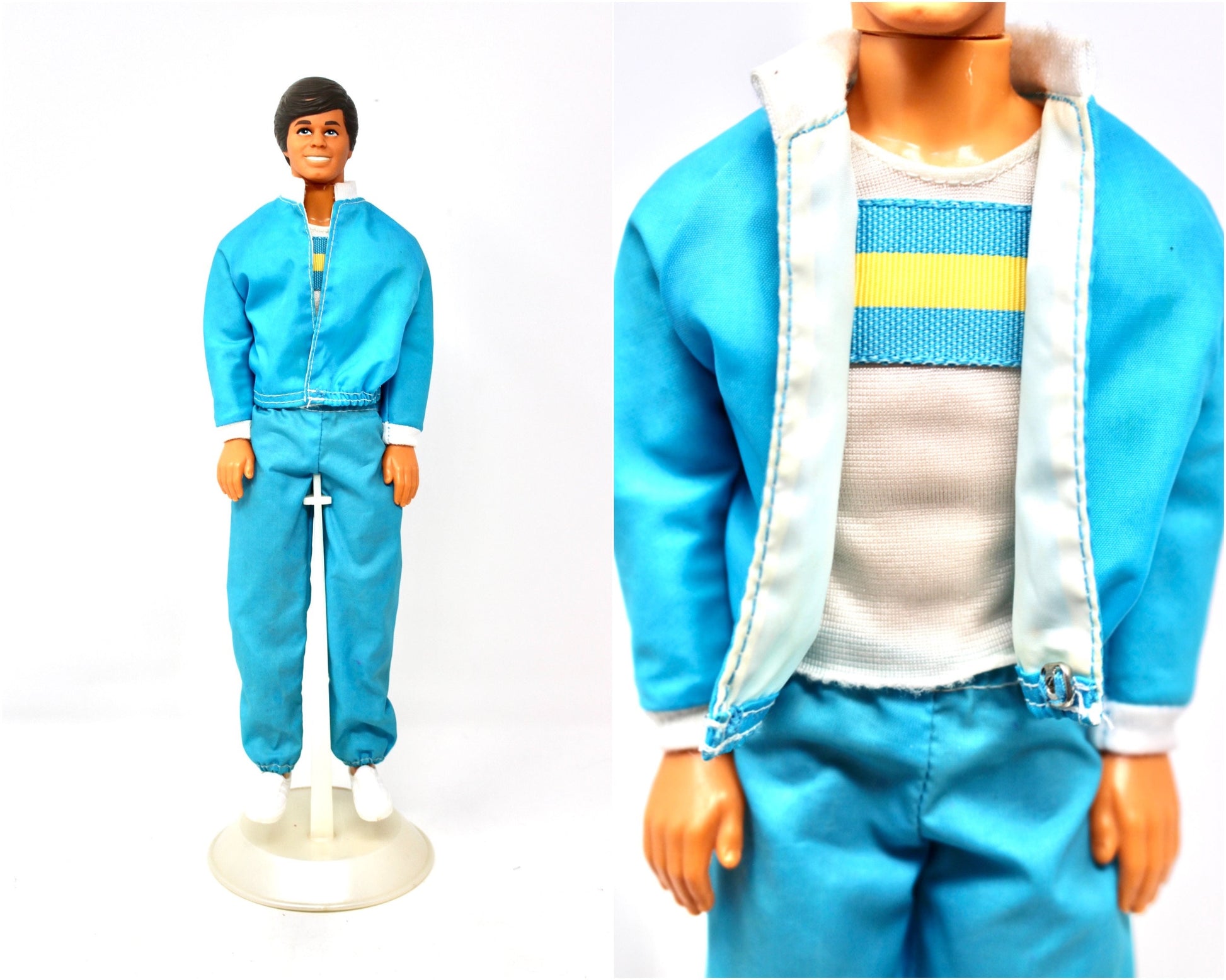 Great Shapes Ken Doll in Twice as Nice Fashion #4888, Vintage 80s Blue White Workout Ken Fashion Doll