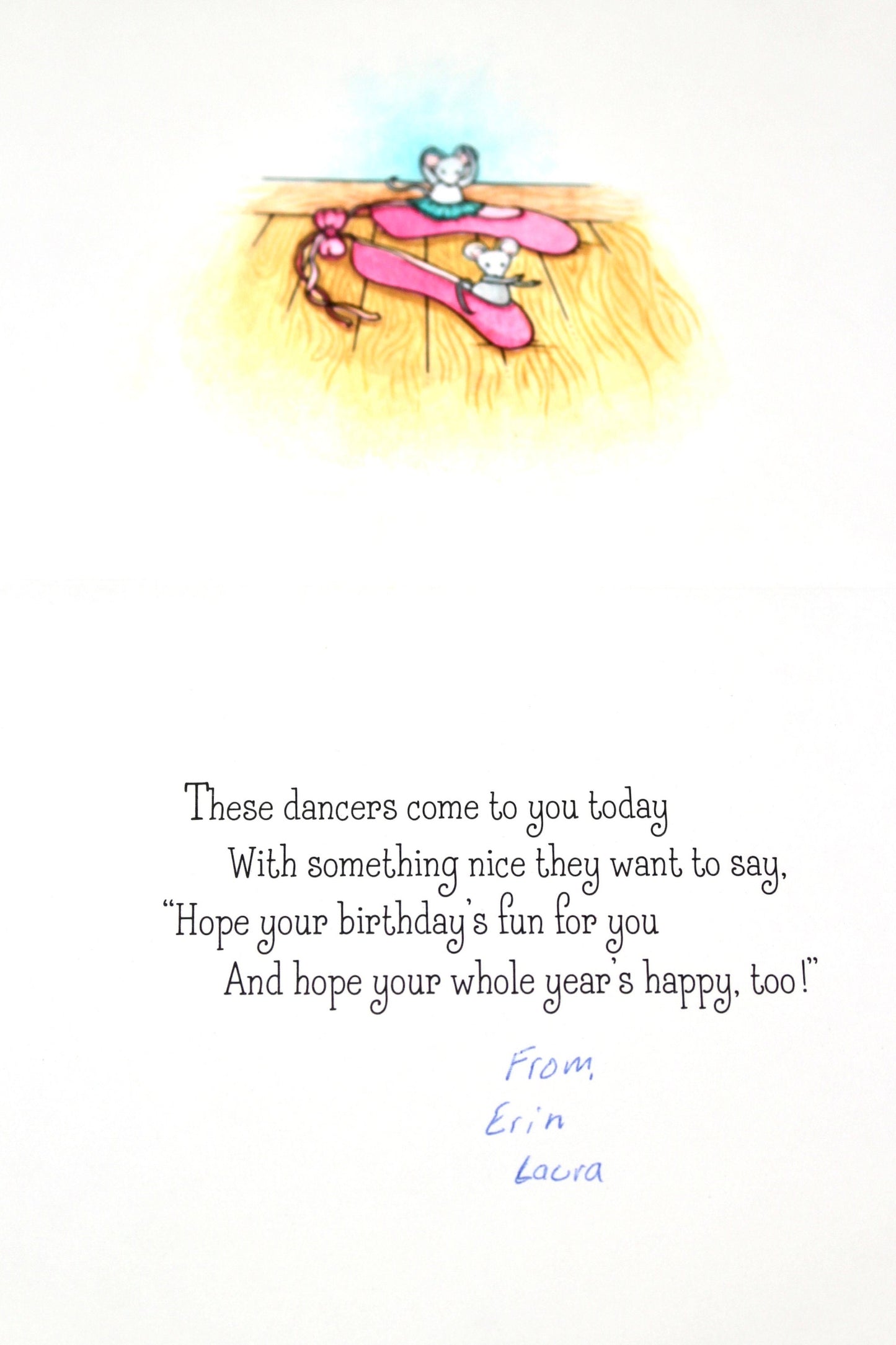 Joan Walsh Anglund Ballerina Birthday Greeting Card, Vintage Girls Doll Dancer Collecting and Scrapbooking