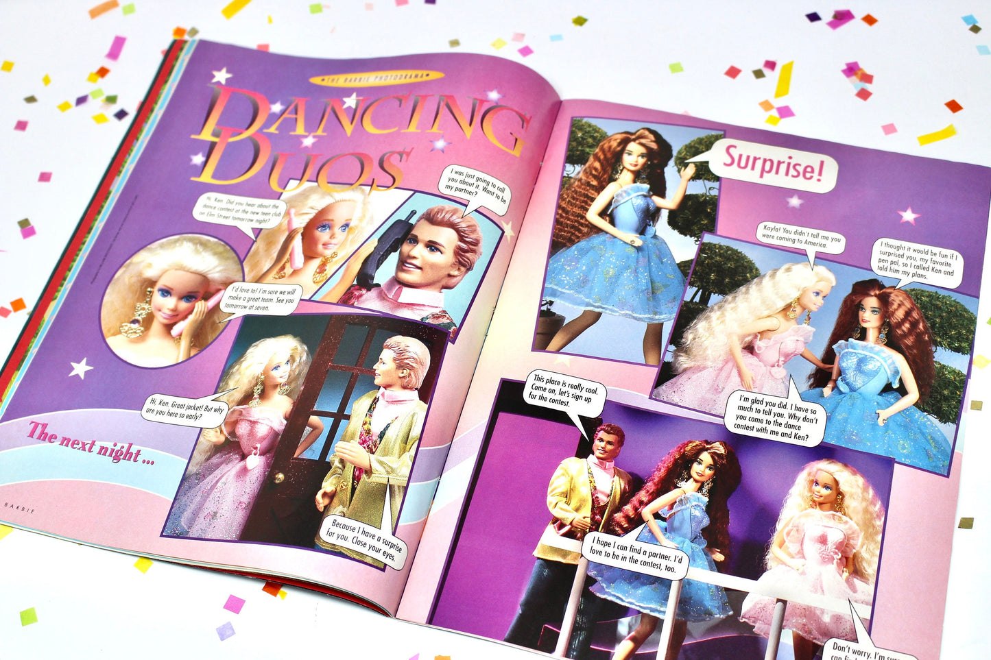 Bedtime Barbie Magazine for Girls, 90s Vintage Locket Surprise Barbie Fashion Comic Activity Book