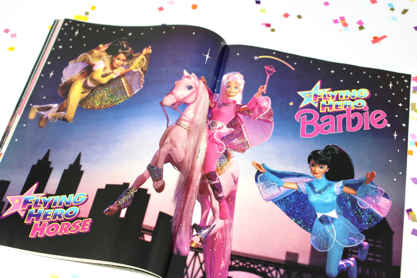 Sparkle Beach Barbie Magazine for Girls, 90s Vintage Flying Hero Barbie Fashion Comic Activity Book