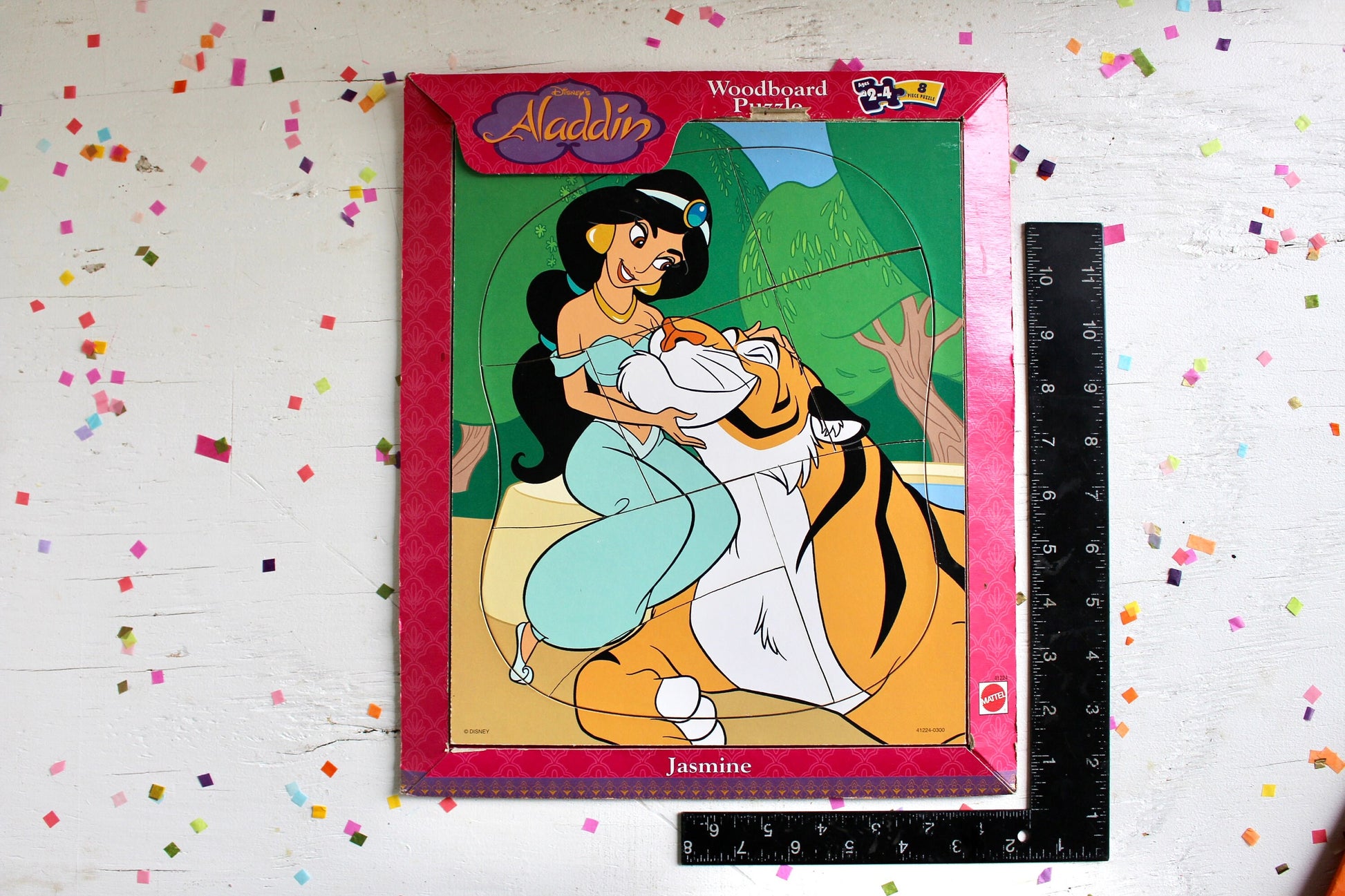 Princess Jasmine Woodboard Jigsaw Puzzle in Frame, 90s Disney Aladdin Kids Toy Game