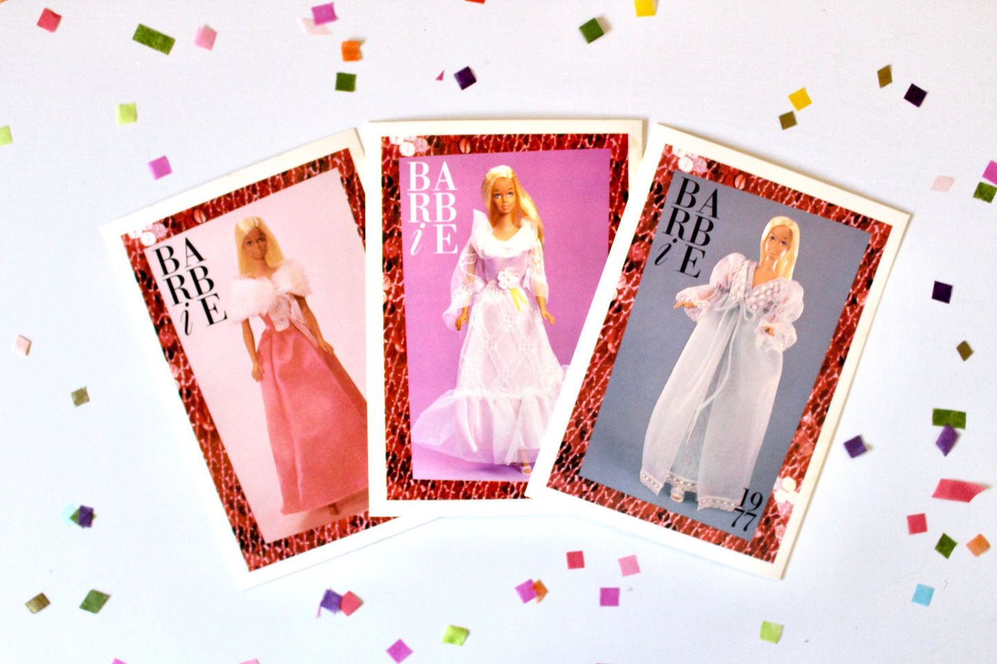 70s Get Ups N Go Barbie Fashion Trading Card Set of 3, Vintage Malibu Superstar Era Barbie Fashion Cards